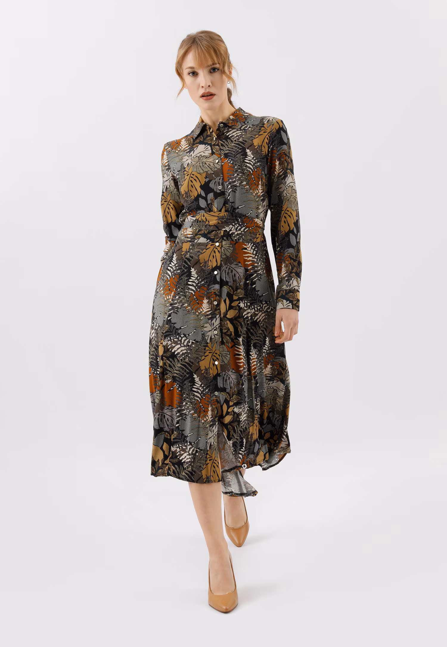 Beżowe skórzane czółenka damskie