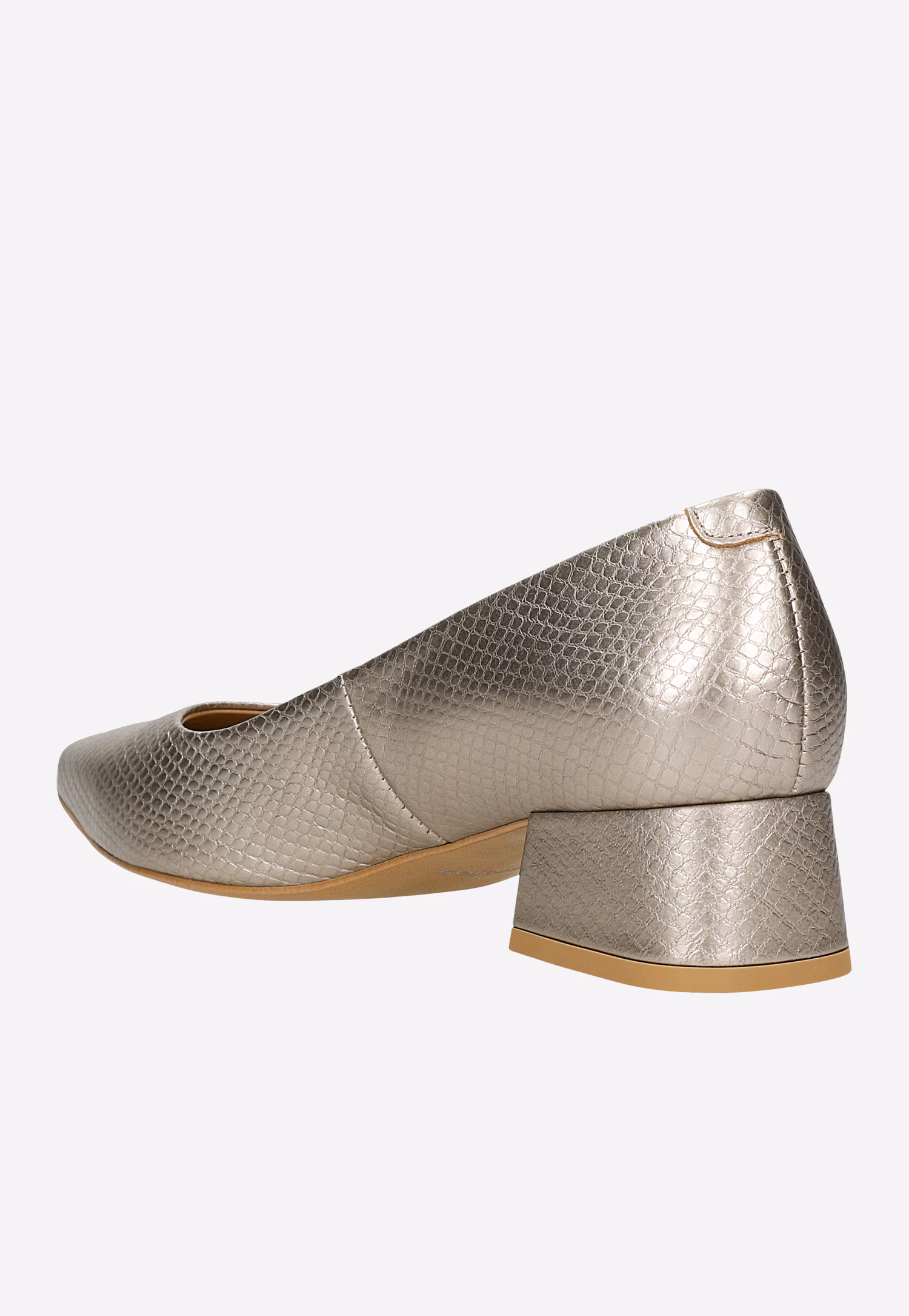 Beżowe czółenka damskie na niskim obcasie typu klocek