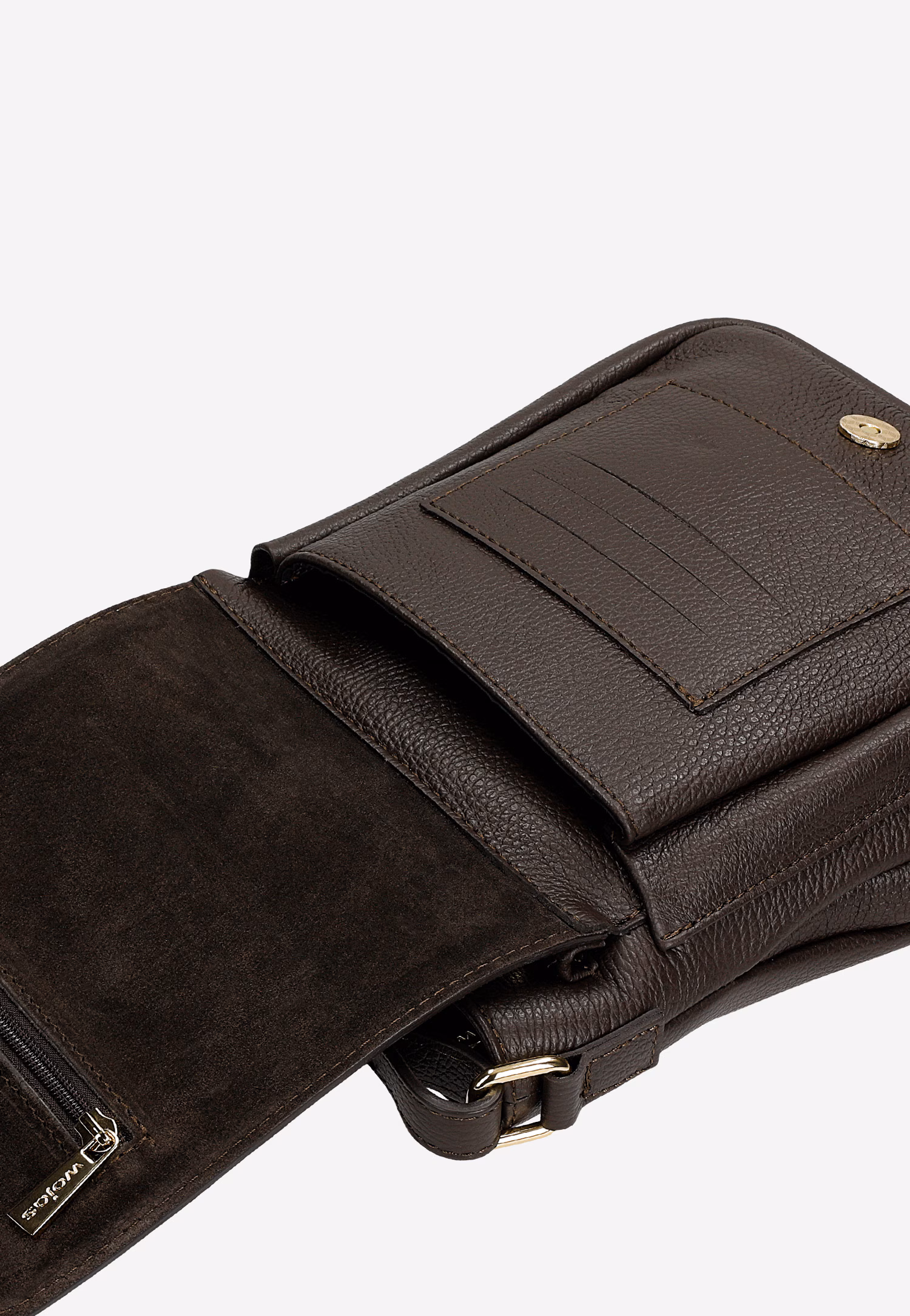 Beżowa listonoszka damska z łączonych skór