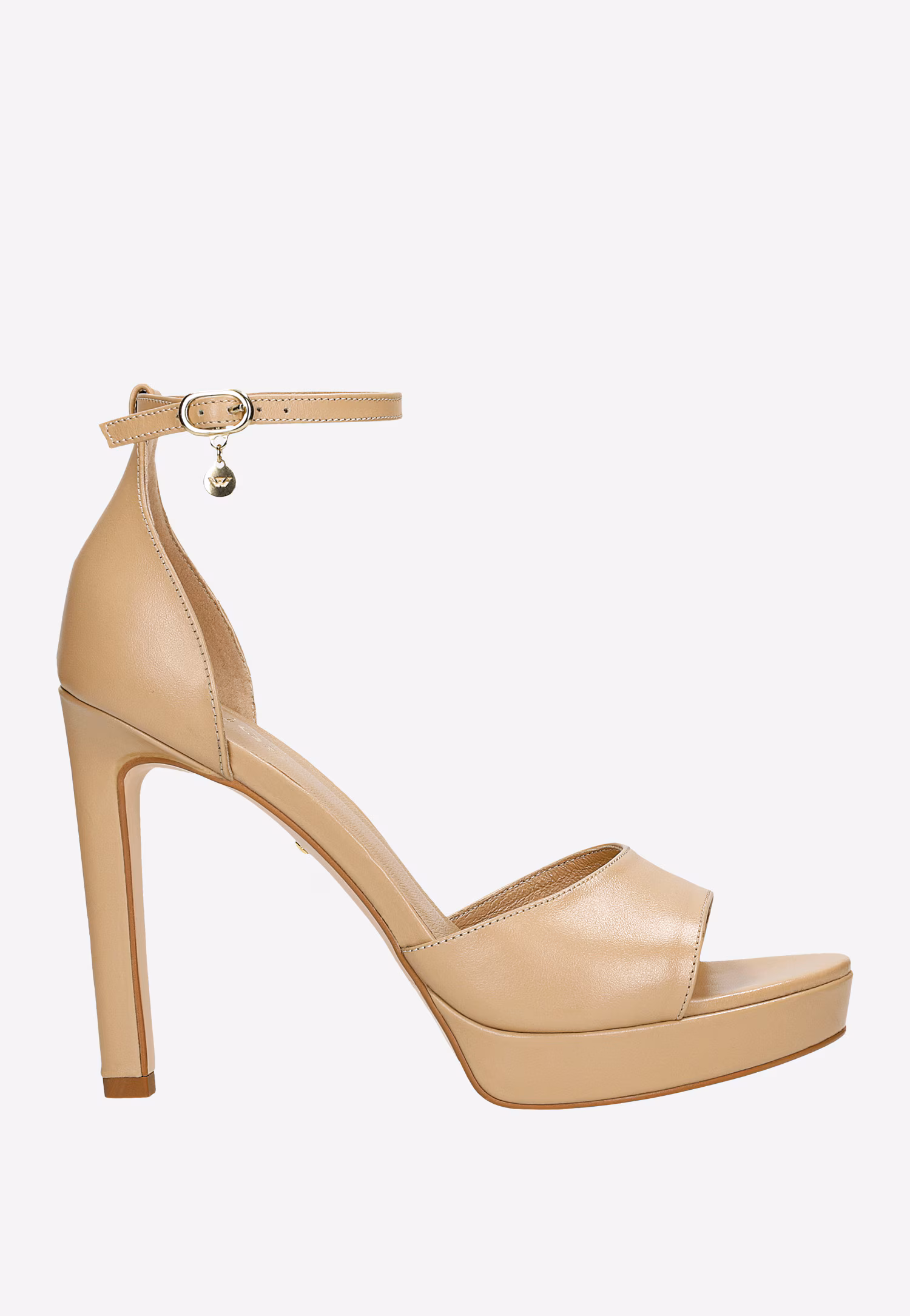 Wysokie beżowe sandały na szpilce