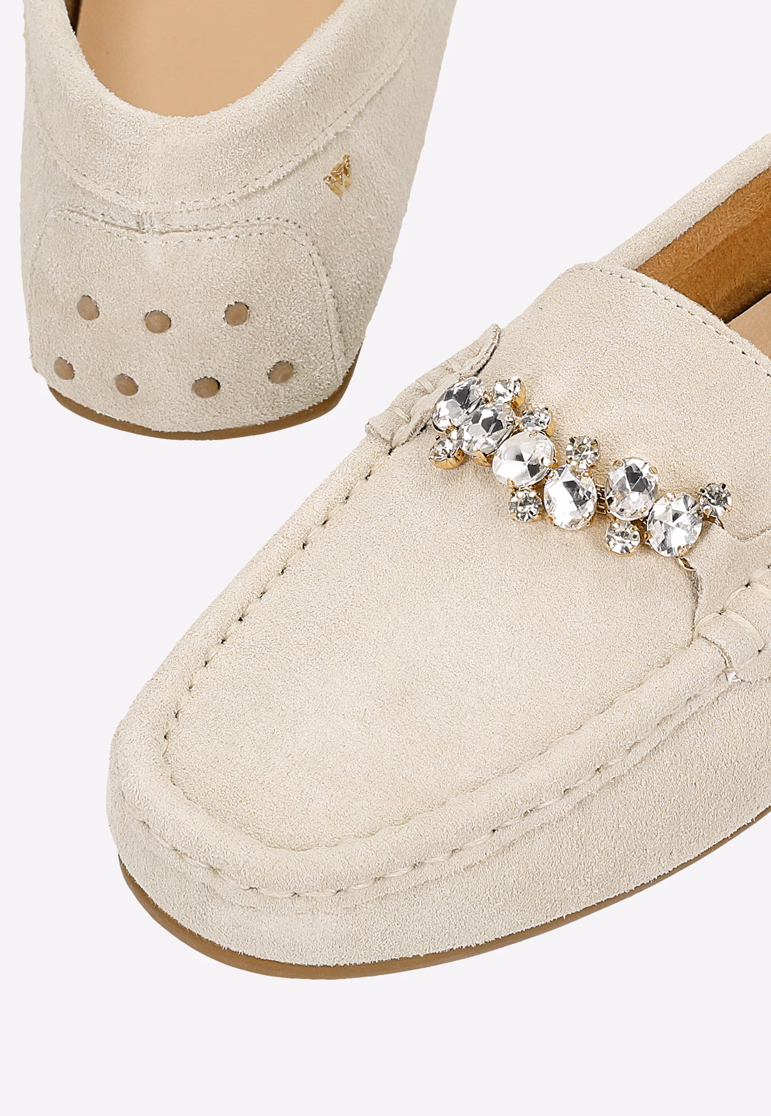 Czarne mokasyny damskie z kryształową ozdobą