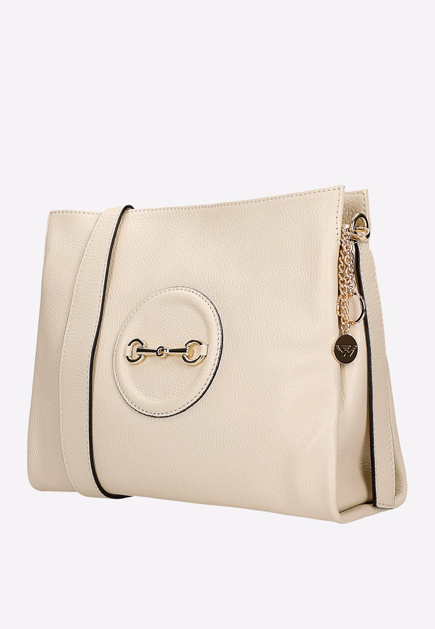 Duża skórzana torebka w kolorze jasnobeżowym