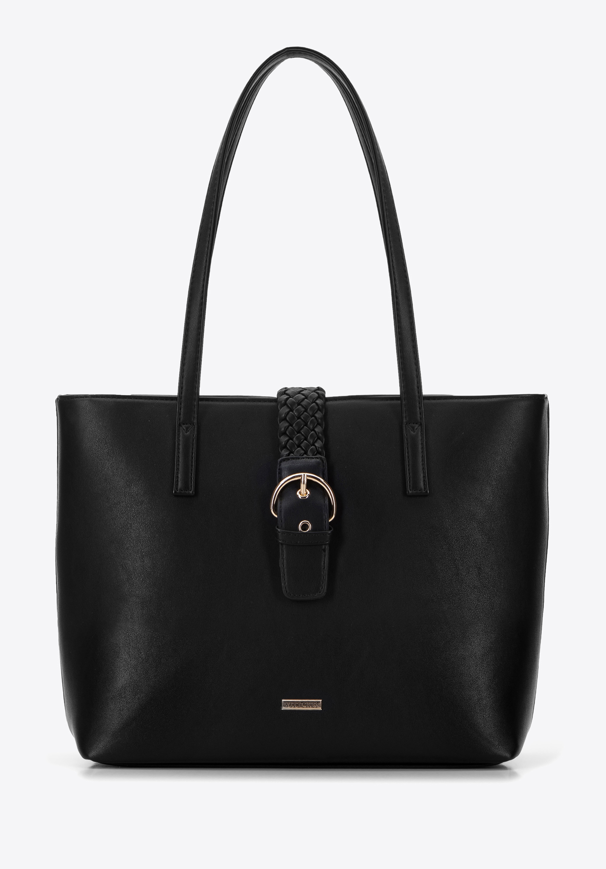 Torebka shopperka z paskiem z plecionki