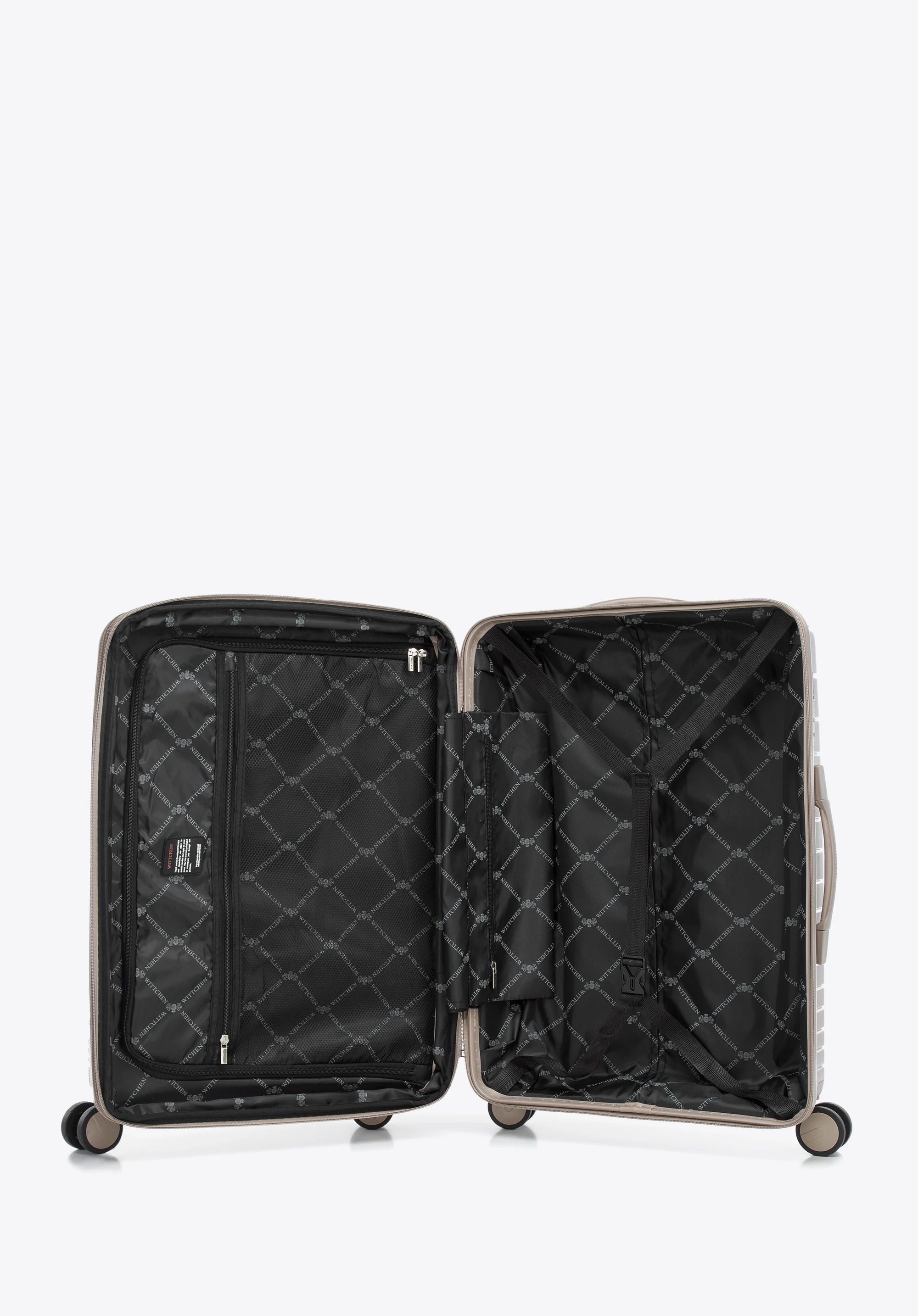 Walizka średnia z polipropylenu z błyszczącymi paskami