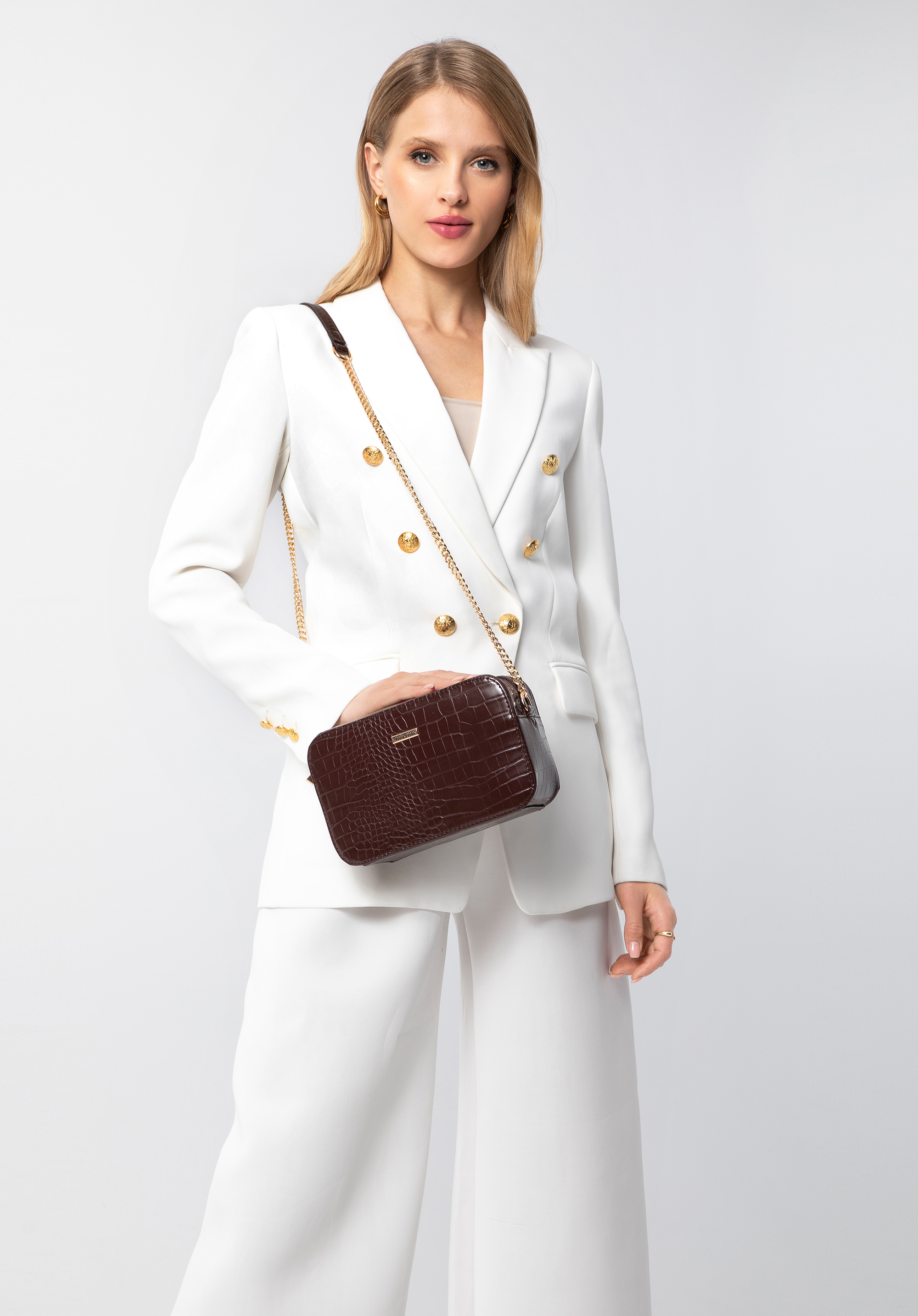 Damska listonoszka z ekoskóry croco pudełkowa