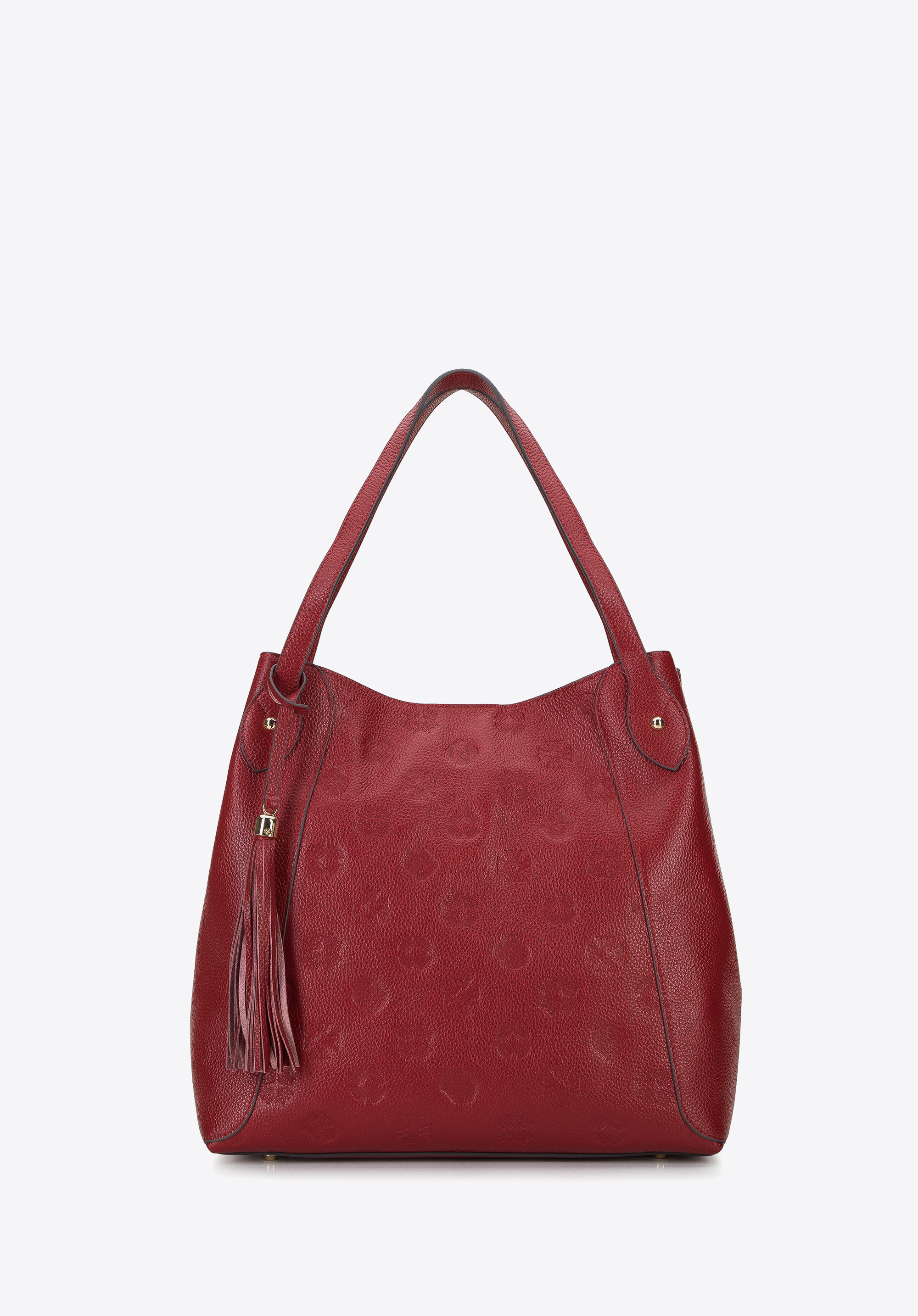 Torebka worek ze skóry w monogram z chwostem