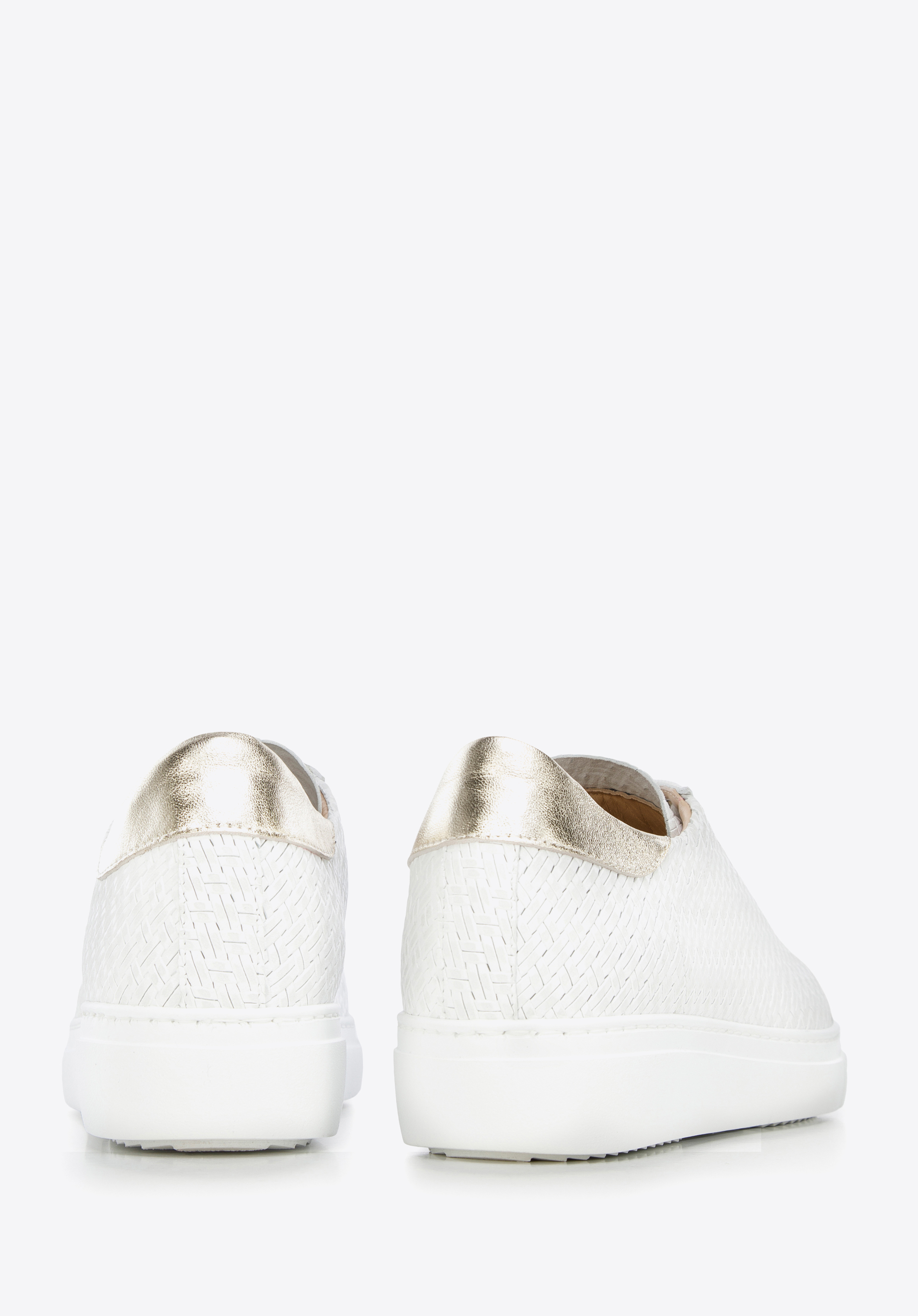 Damskie sneakersy ze skórzanej plecionki