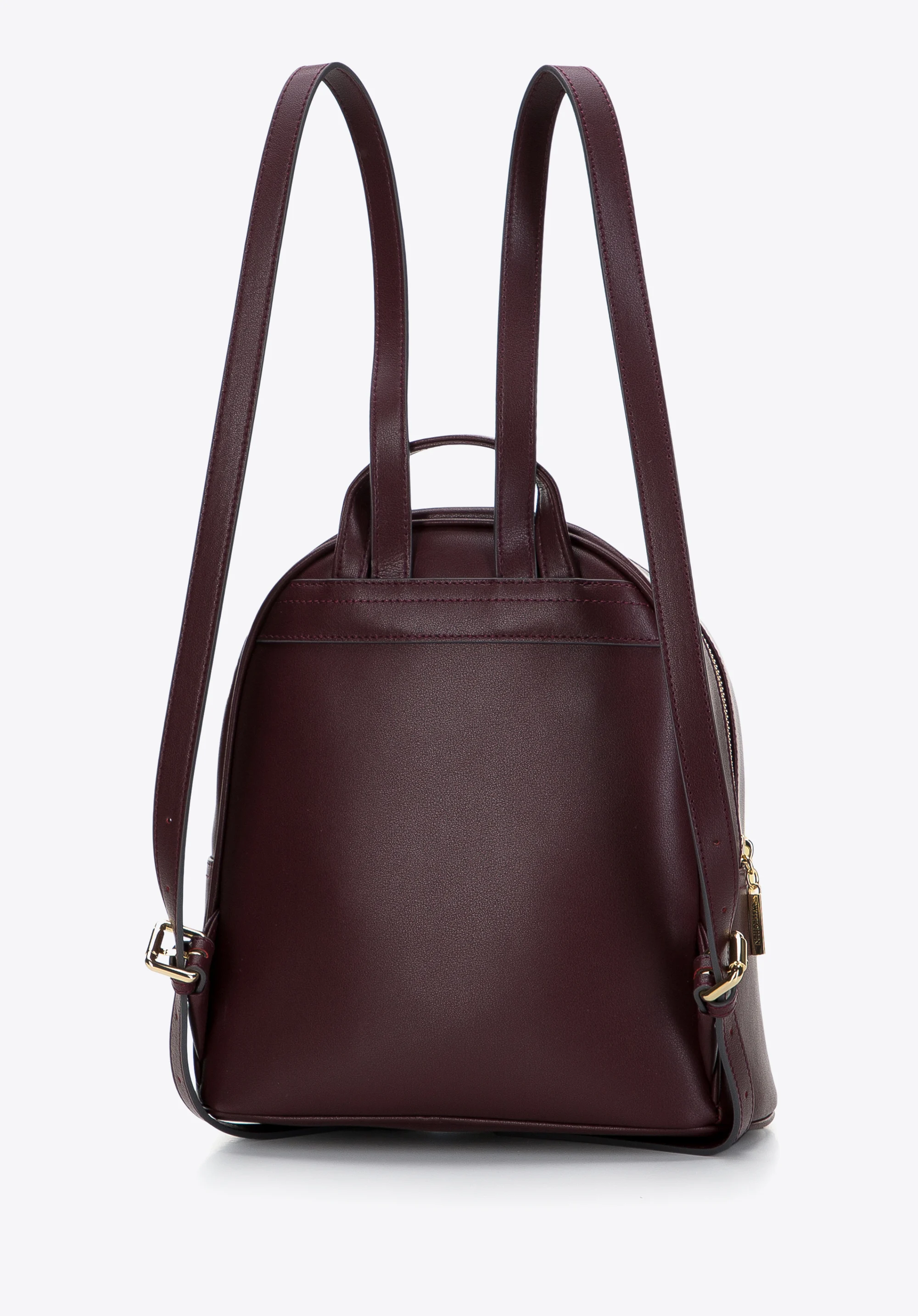 Damski plecak z pikowanej skóry z kieszenią z przodu