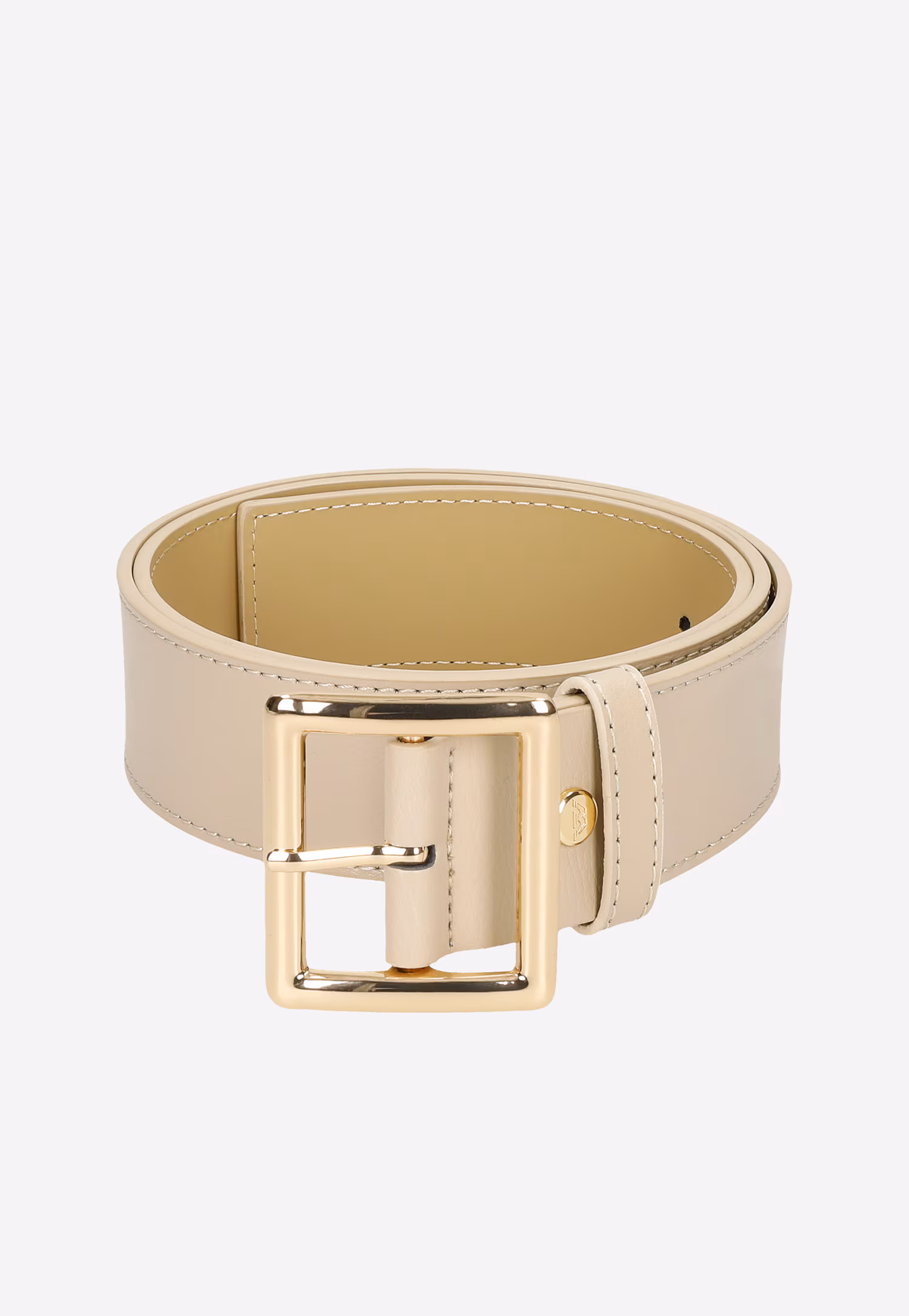 Stylowy beżowy pasek damski ze skóry licowej