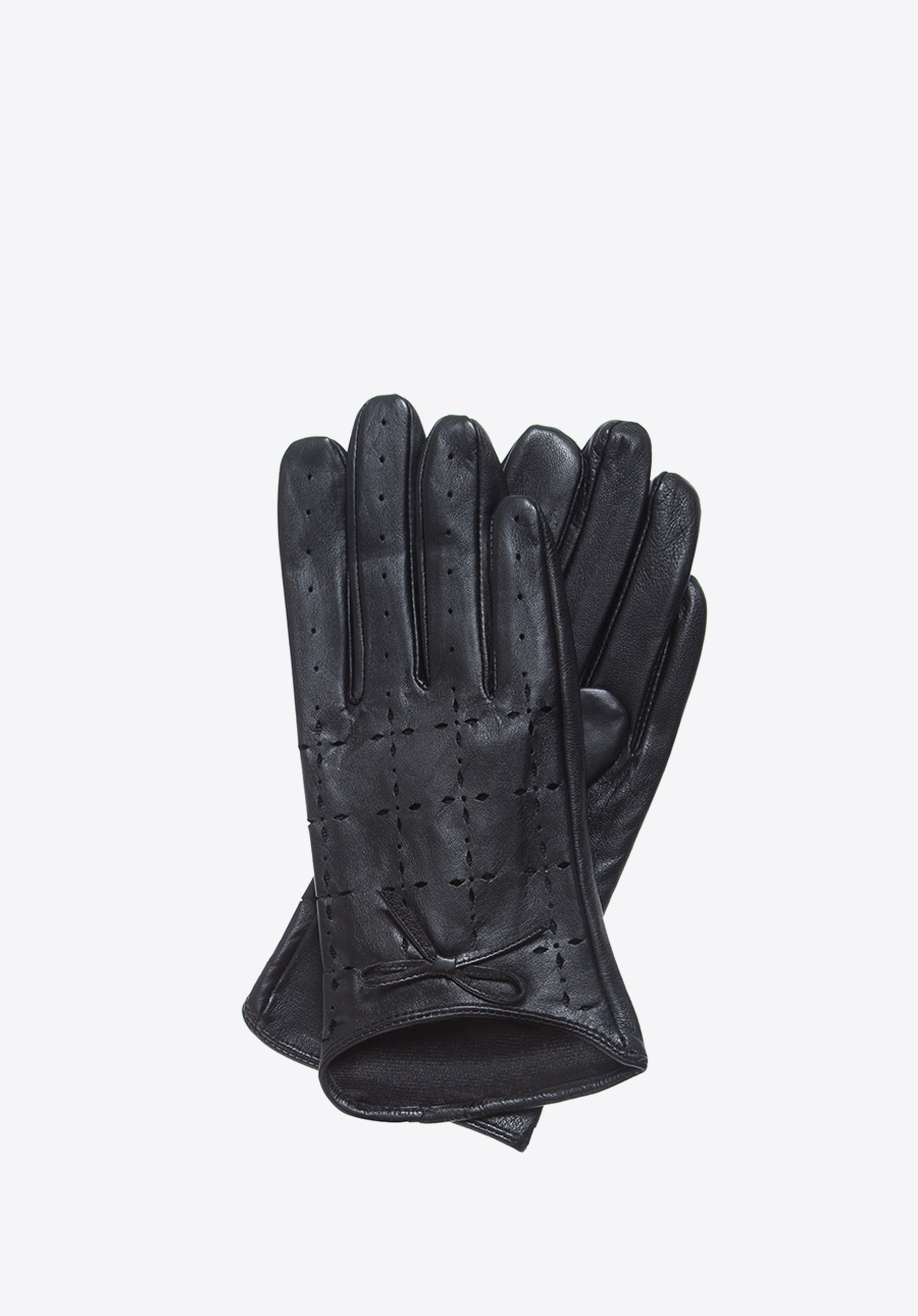 Damskie rękawiczki skórzane dziurkowane