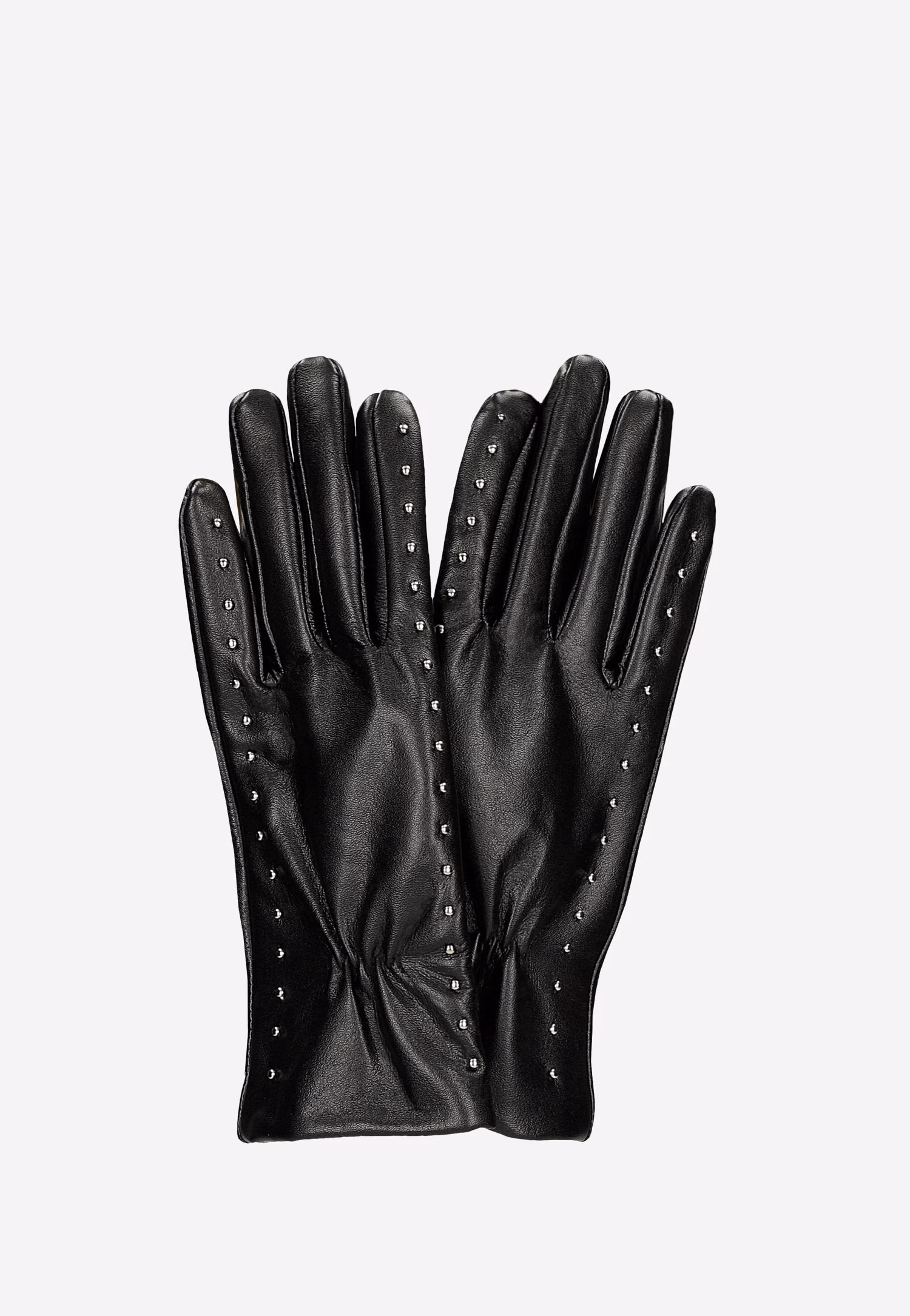 Rękawiczki skórzane czarne ze srebrnymi nitami