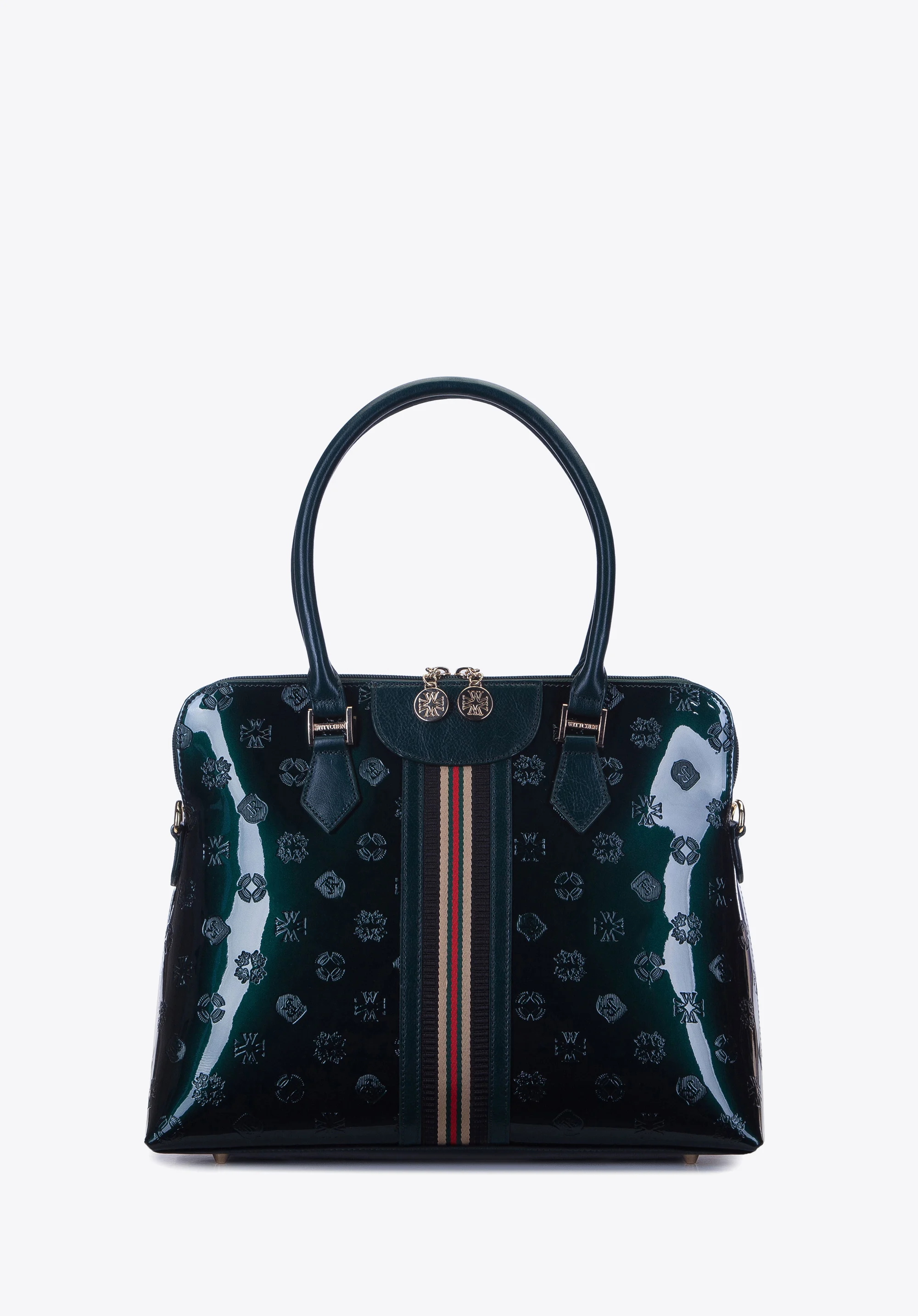 Kuferek lakierowany z tłoczeniami i tasiemką