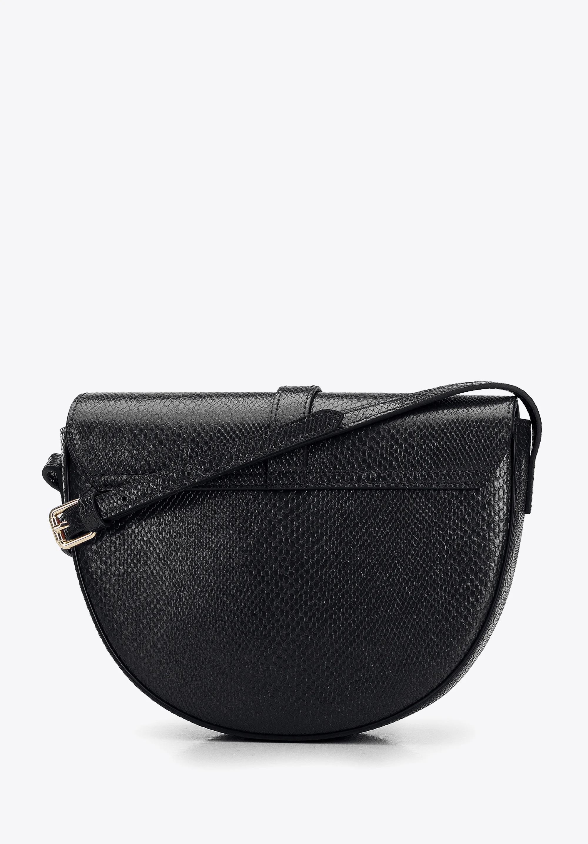 Damska listonoszka ze skóry lizard z okrągłą klamerką