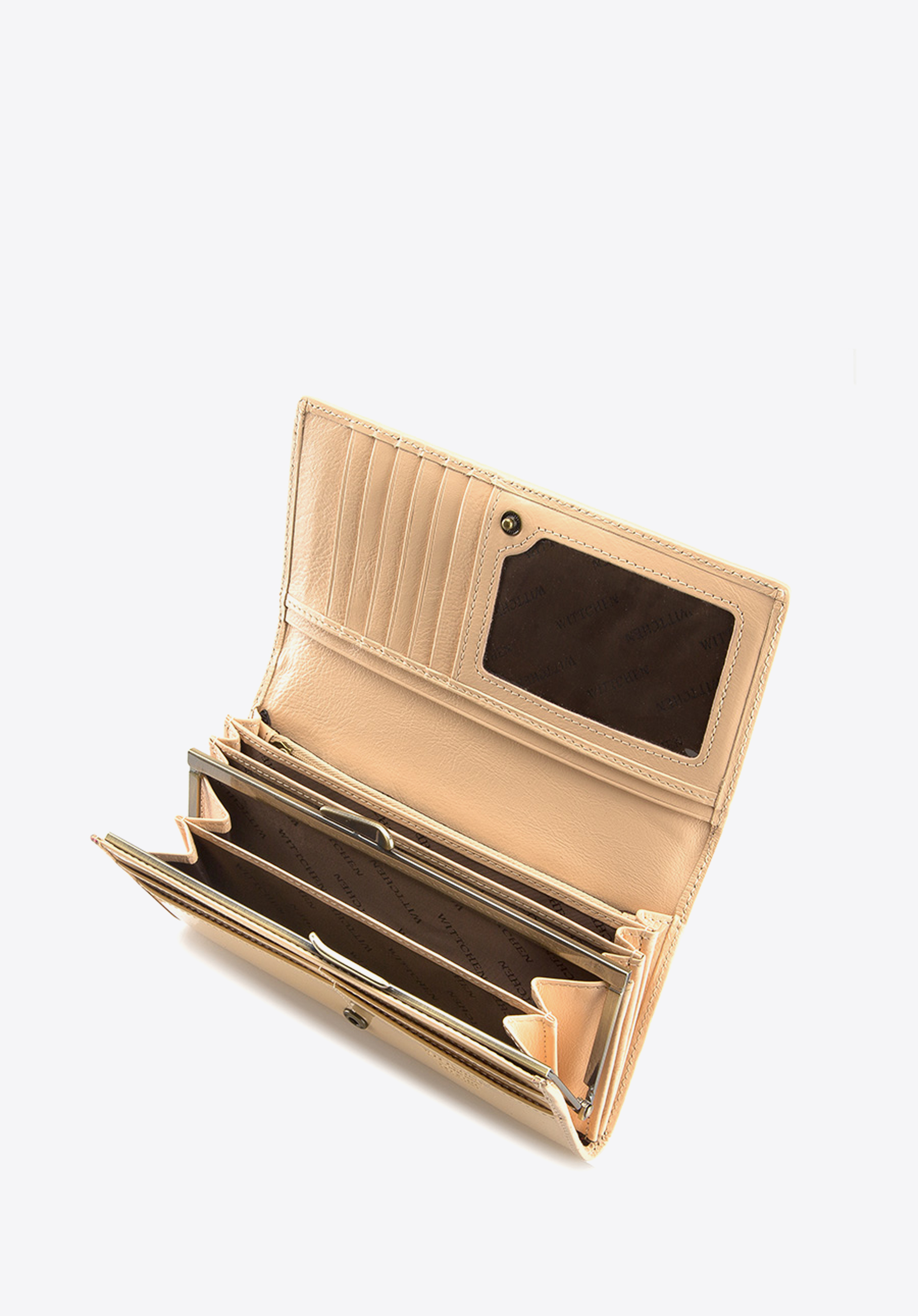 Damski portfel ze skóry lakierowany poziomy