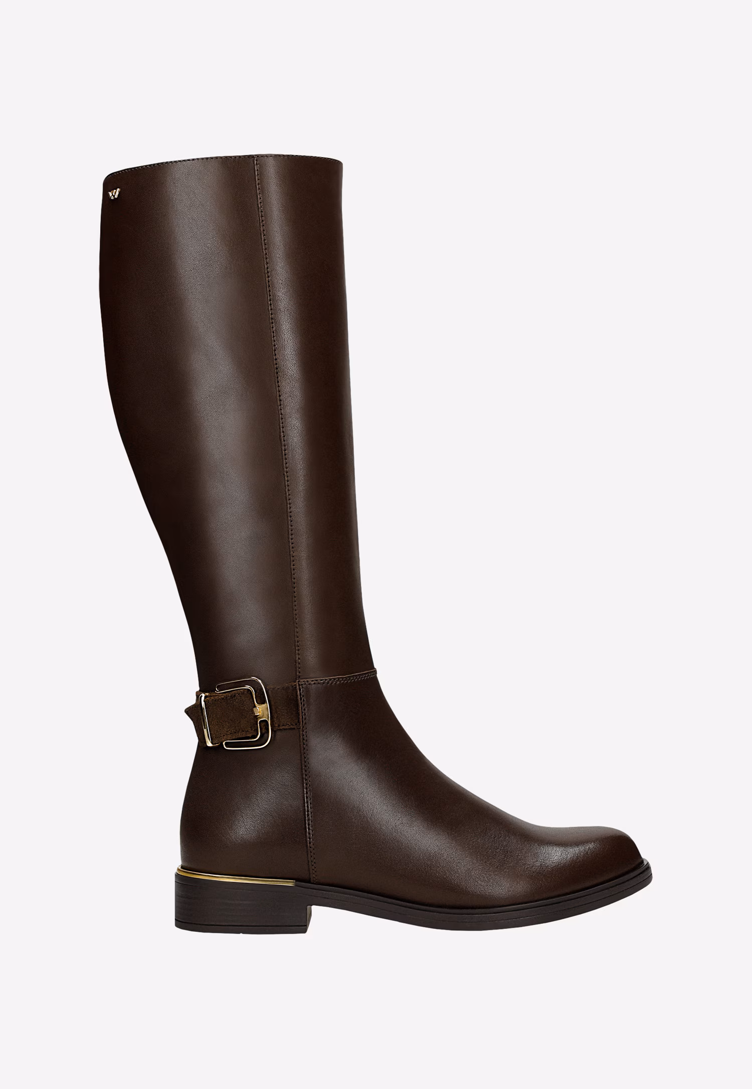 Brązowe kozaki oficerki ze skóry licowej