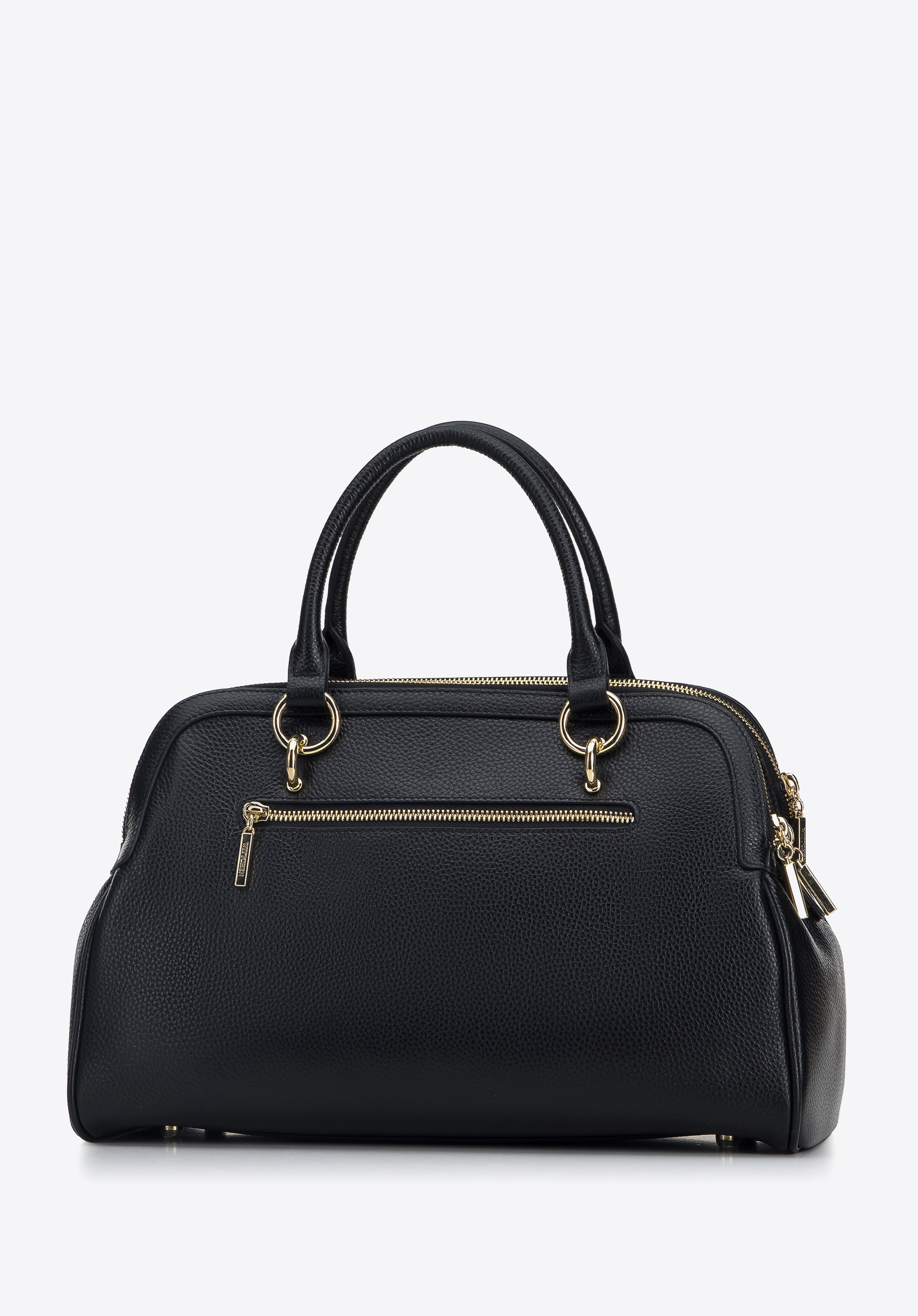 Torebka kuferek skórzana trzykomorowa z zestawem etui