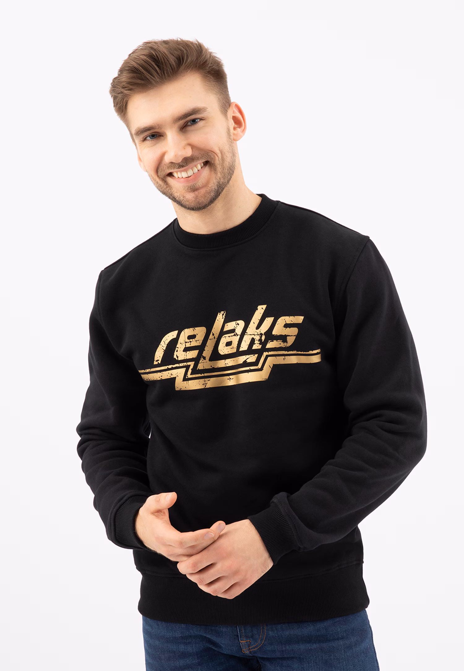 Czarna męska bluza dresowa RELAKS