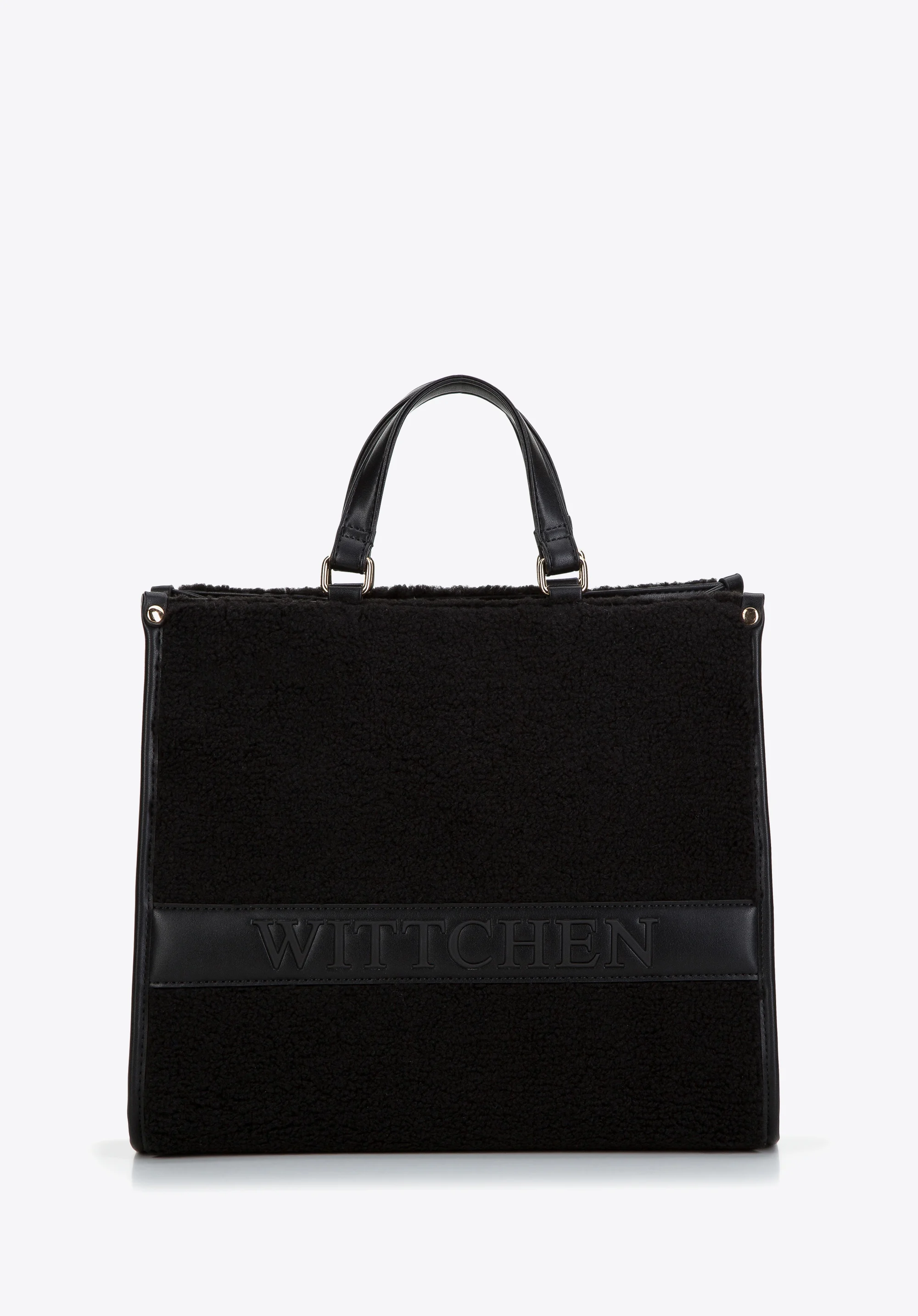 Torebka kuferek ze wstawkami ze sztucznego futerka