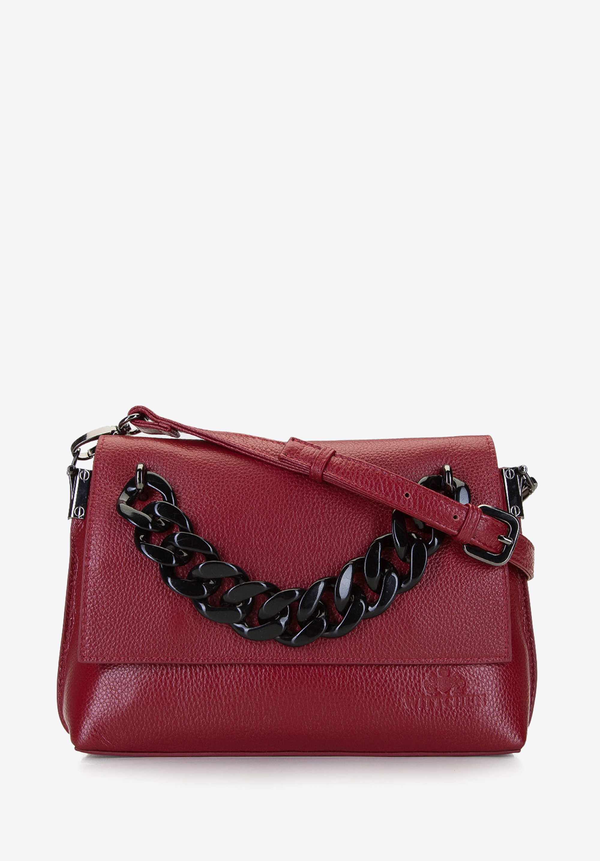 Damska listonoszka skórzana z grubym łańcuchem