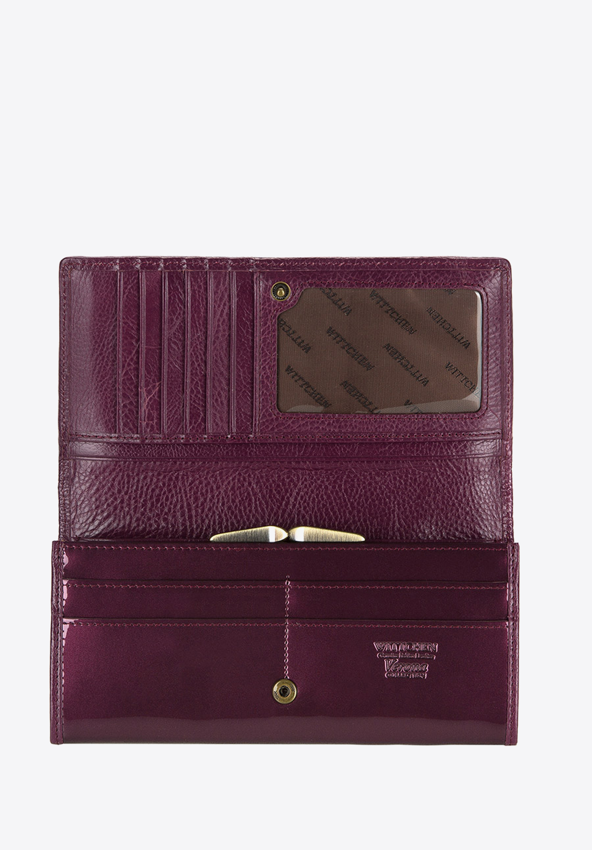 Damski portfel ze skóry lakierowany poziomy