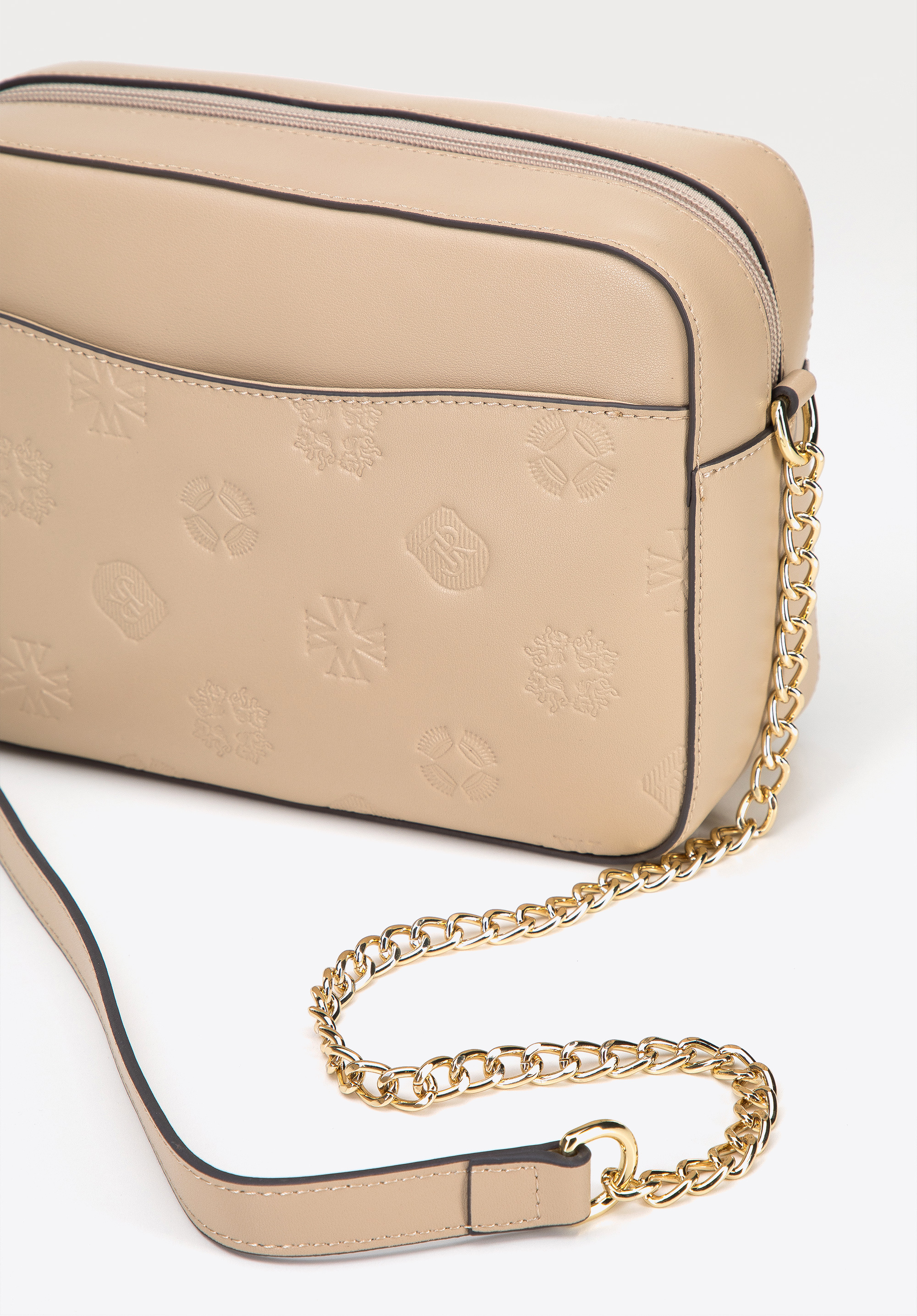 Damska listonoszka ze skóry z monogramem pudełkowa