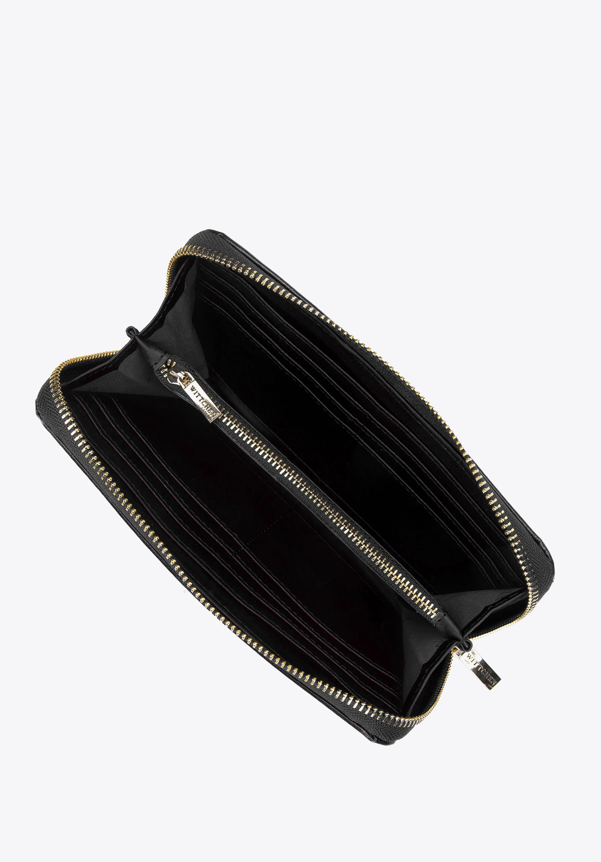 Damski portfel z błyszczącej ekoskóry duży