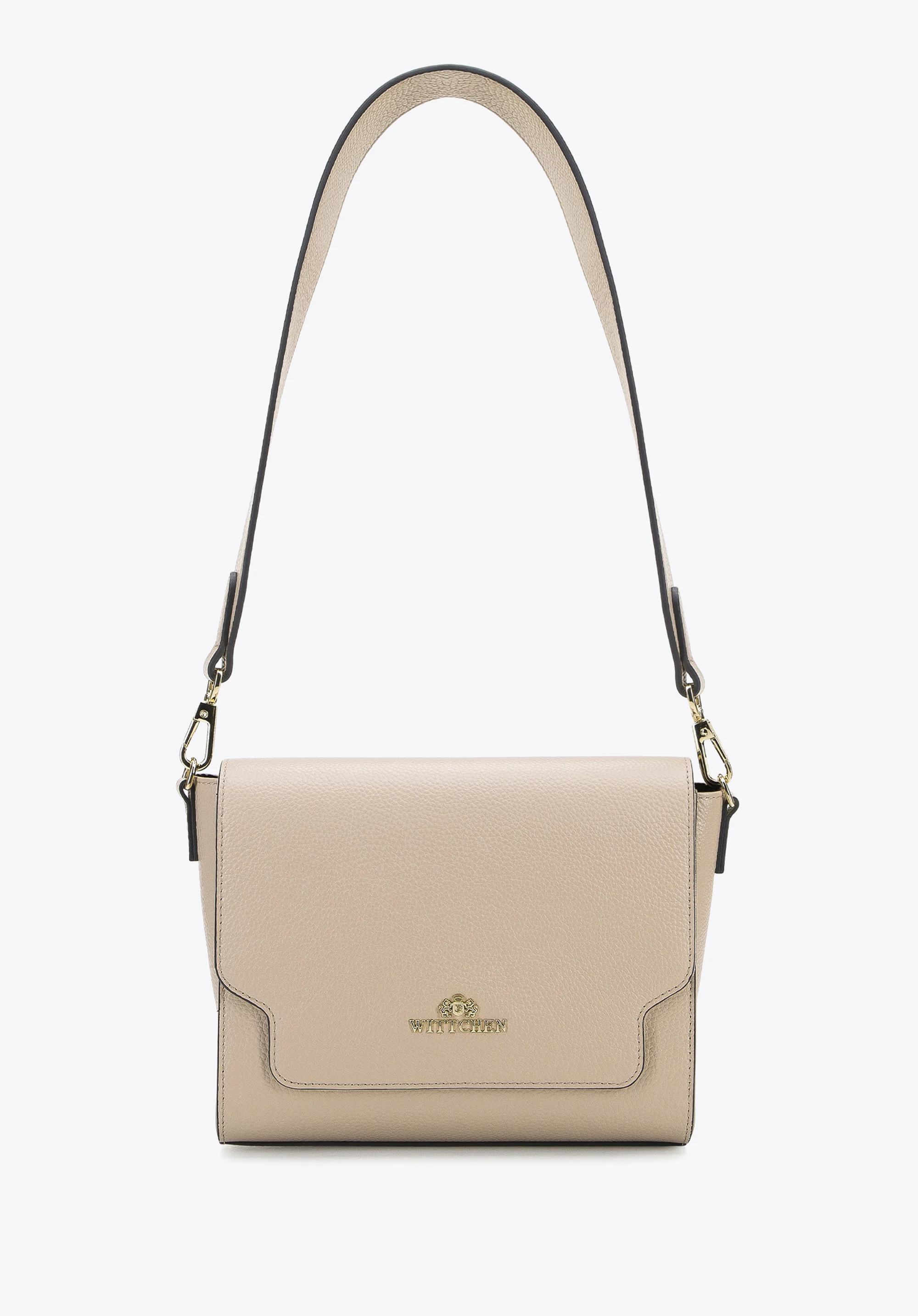 Damska torebka skórzana z klapą o nieregularnym kształcie