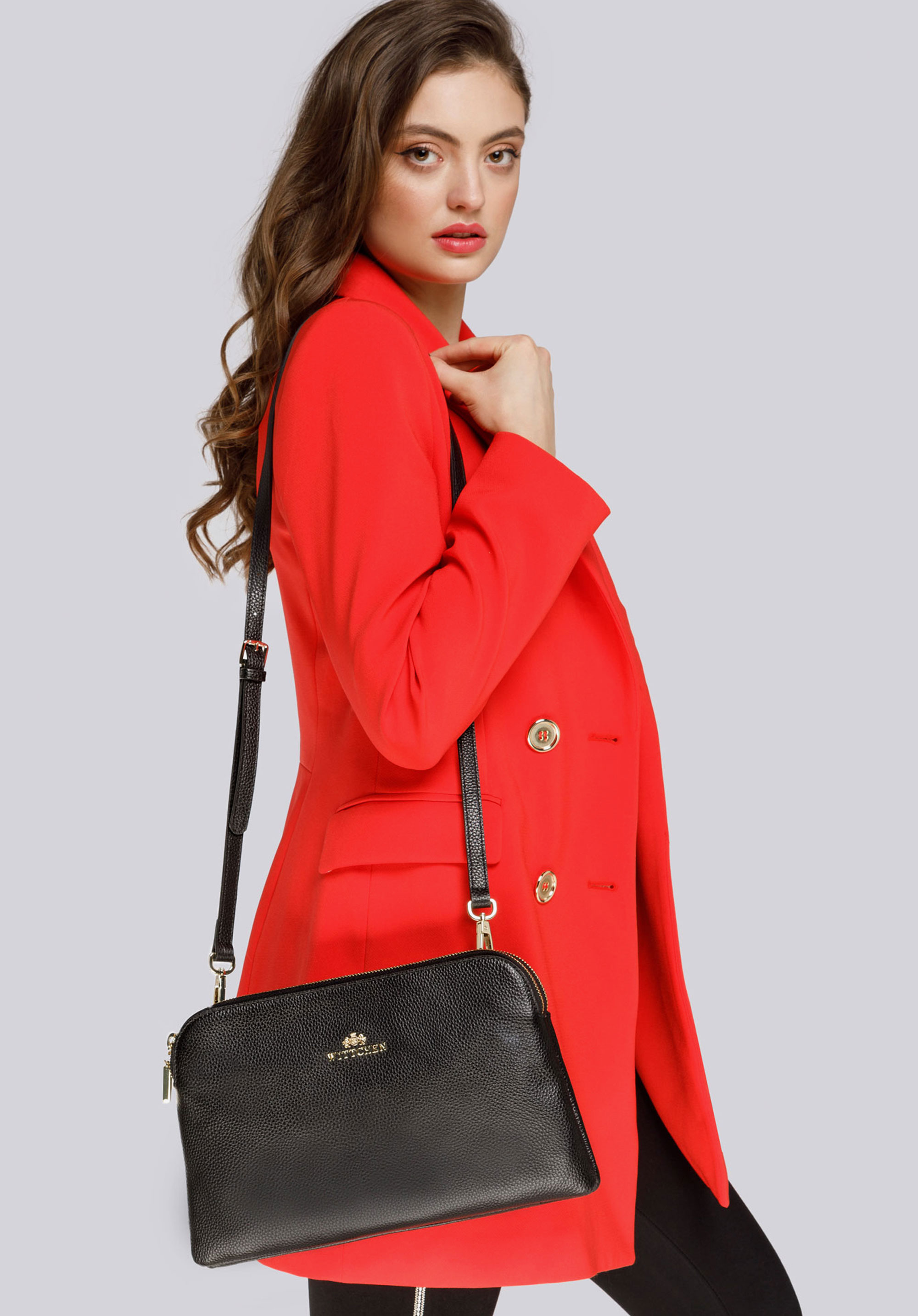 Damska listonoszka ze skóry trapezowa mała