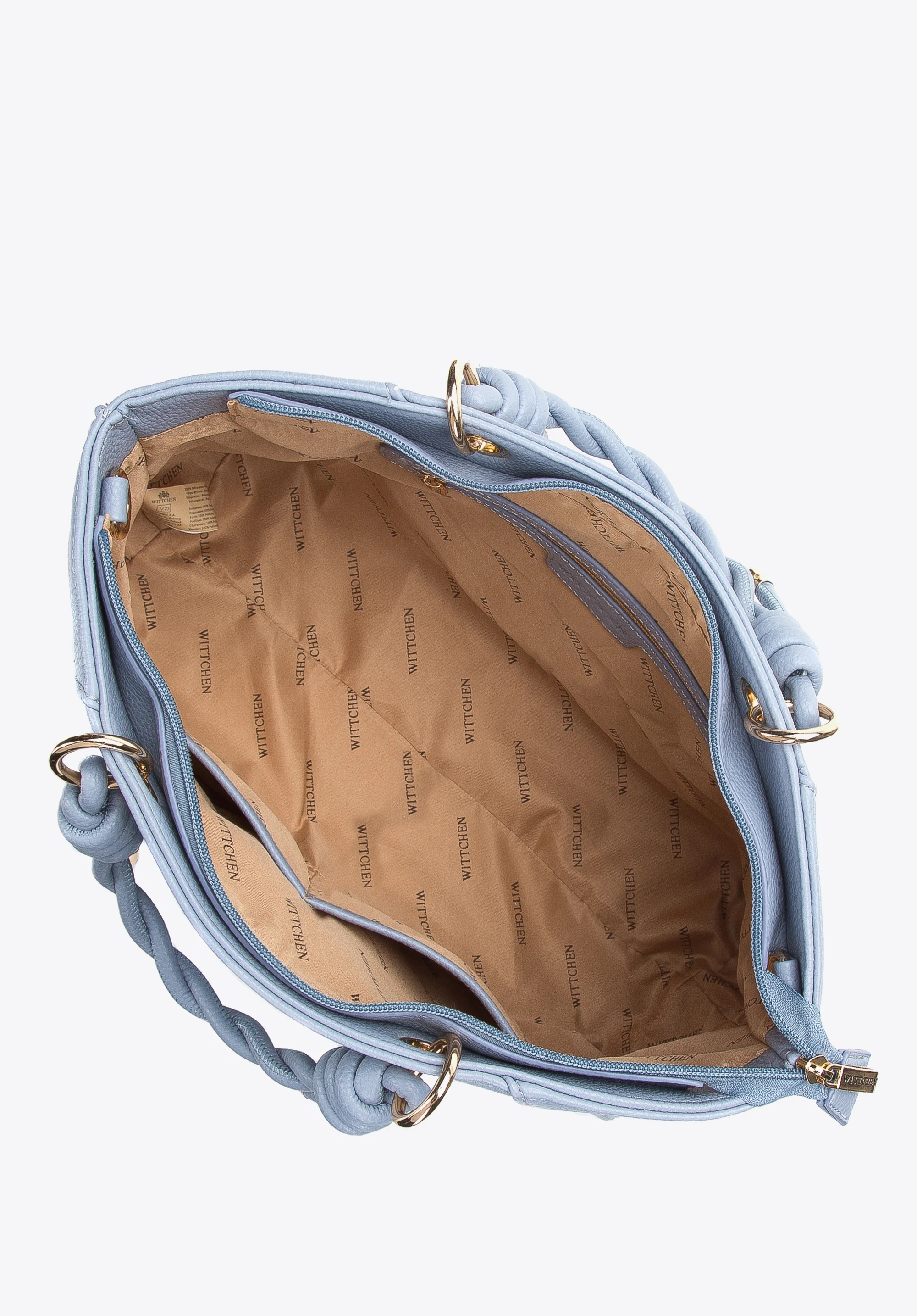 Torebka kuferek z ekoskóry z plecionymi rączkami