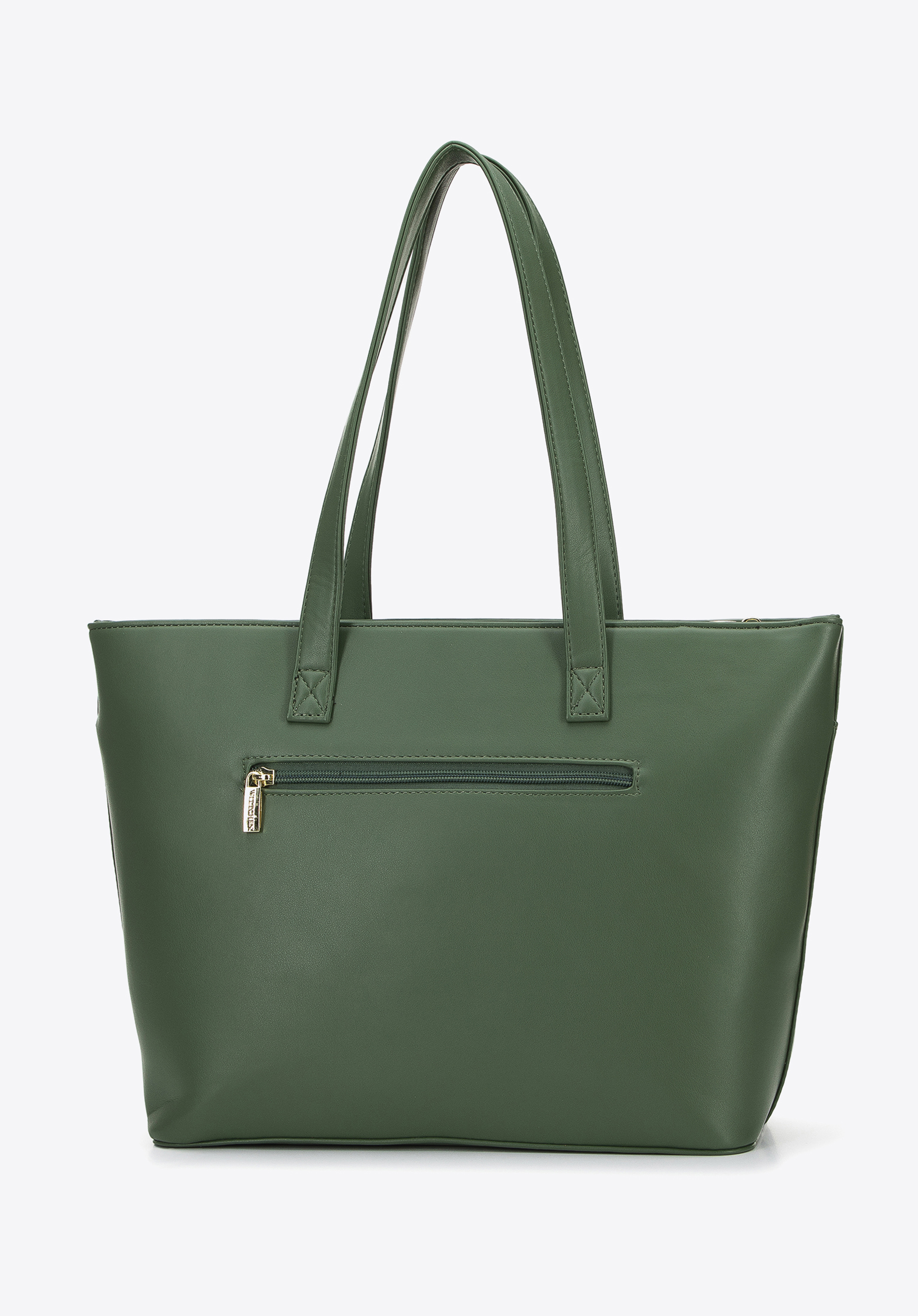 Torebka shopperka z ekoskóry z kieszenią z przodu