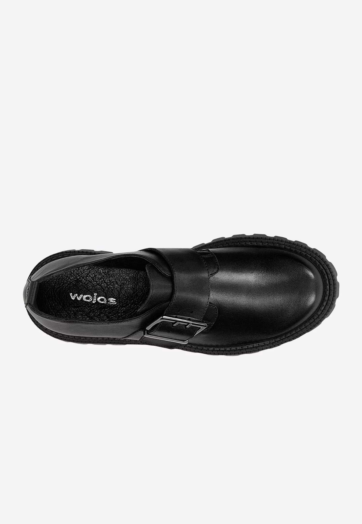 Czarne masywne półbuty damskie  z klamrą