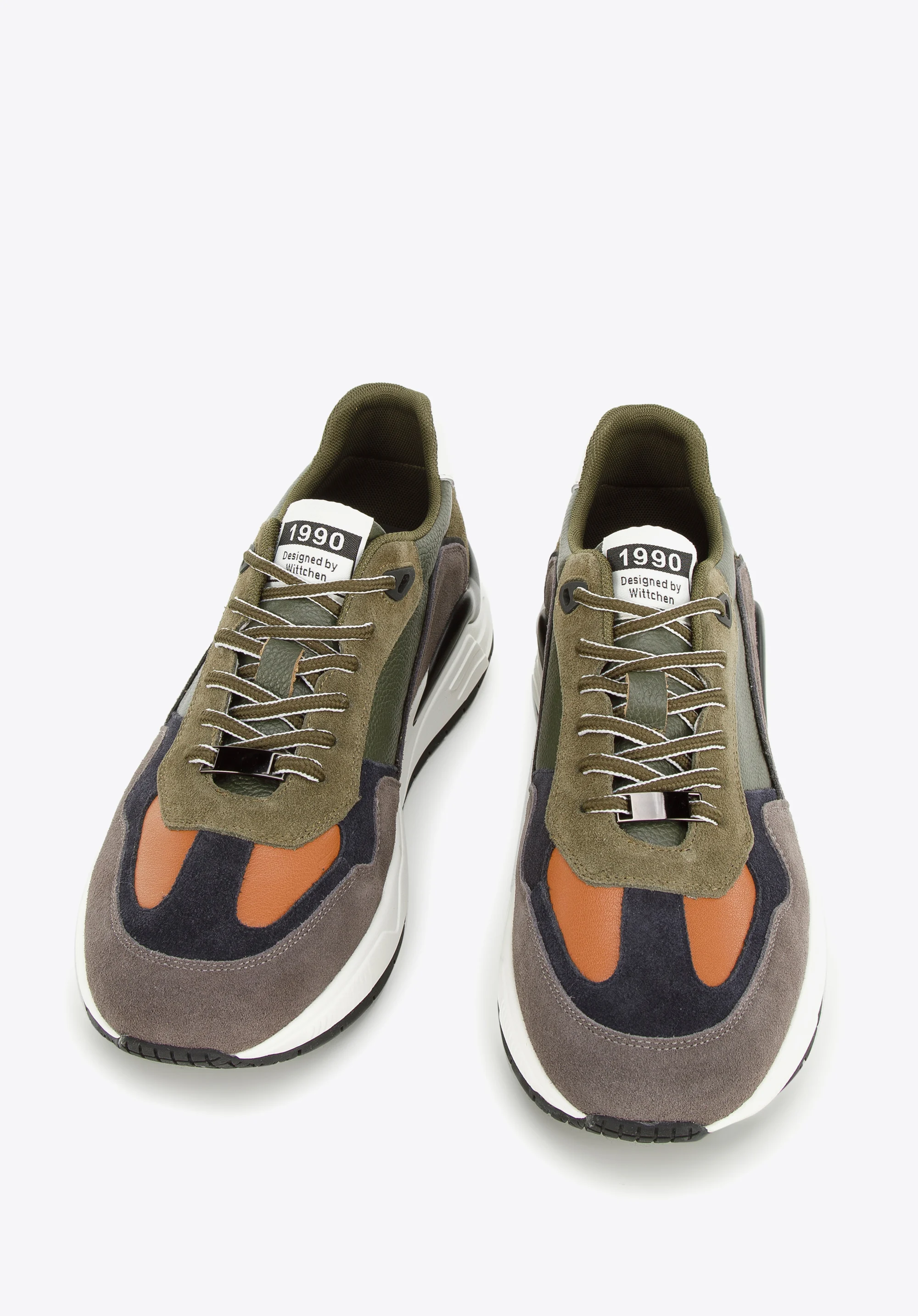 Męskie sneakersy skórzane z motywem w jodełkę