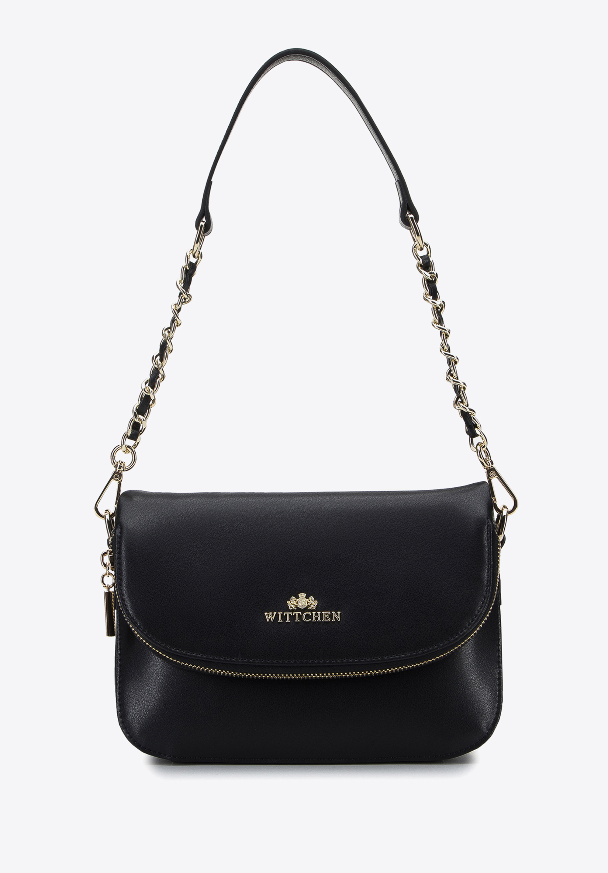 Damska listonoszka skórzana z kieszenią w klapie mała