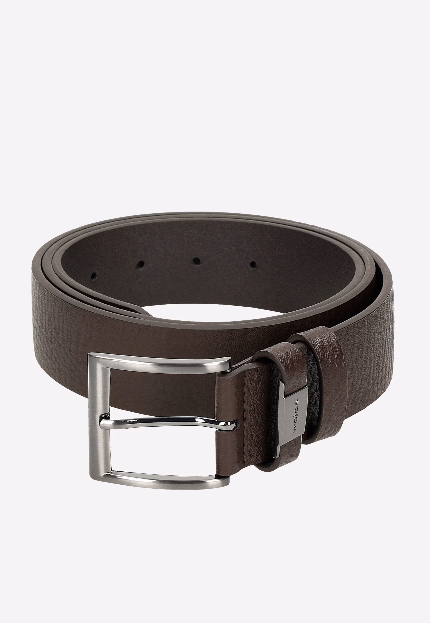 Ciemnobrązowy pasek męski ze szlufką z logo