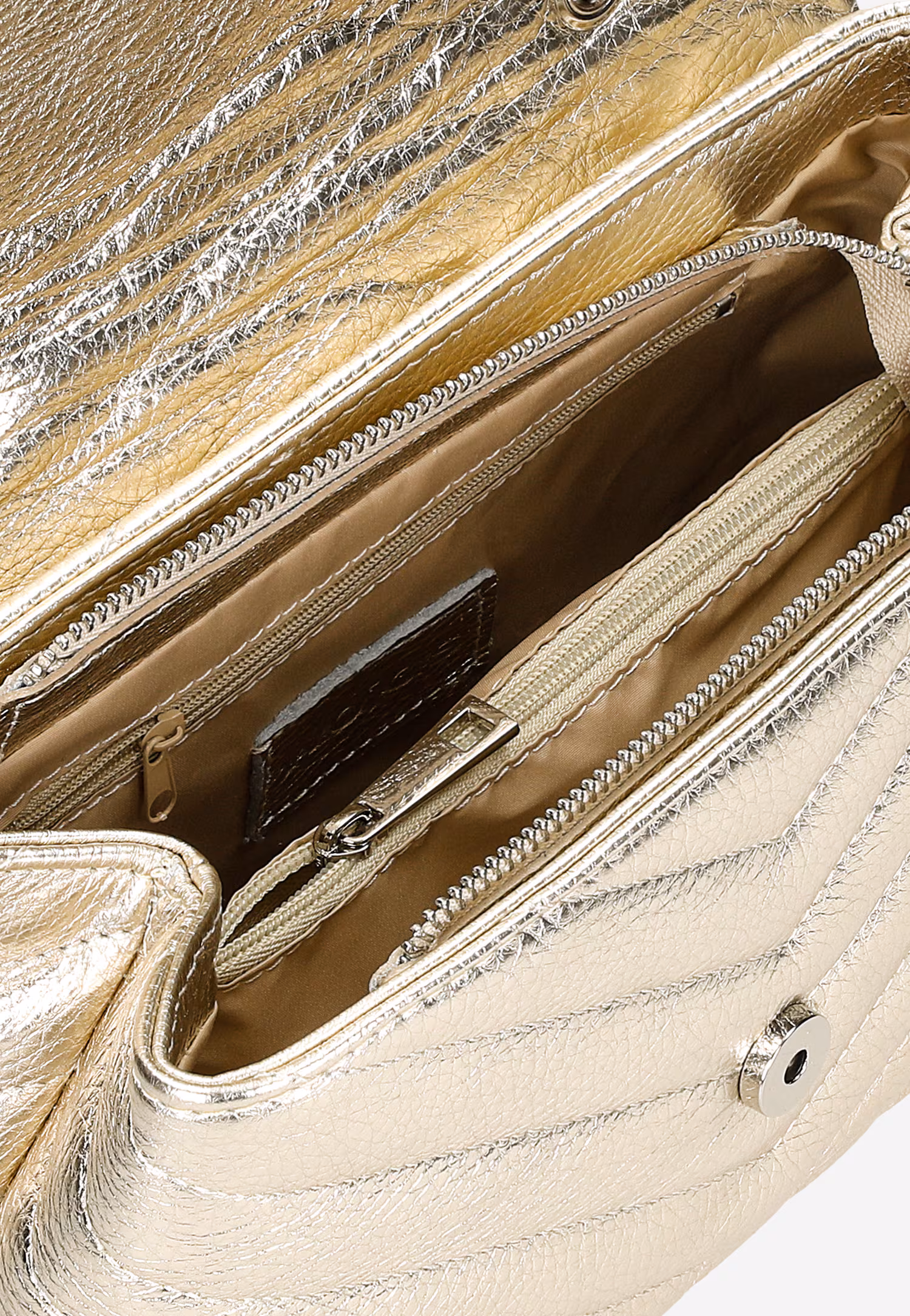 Złota torebka damska z naturalnej skóry