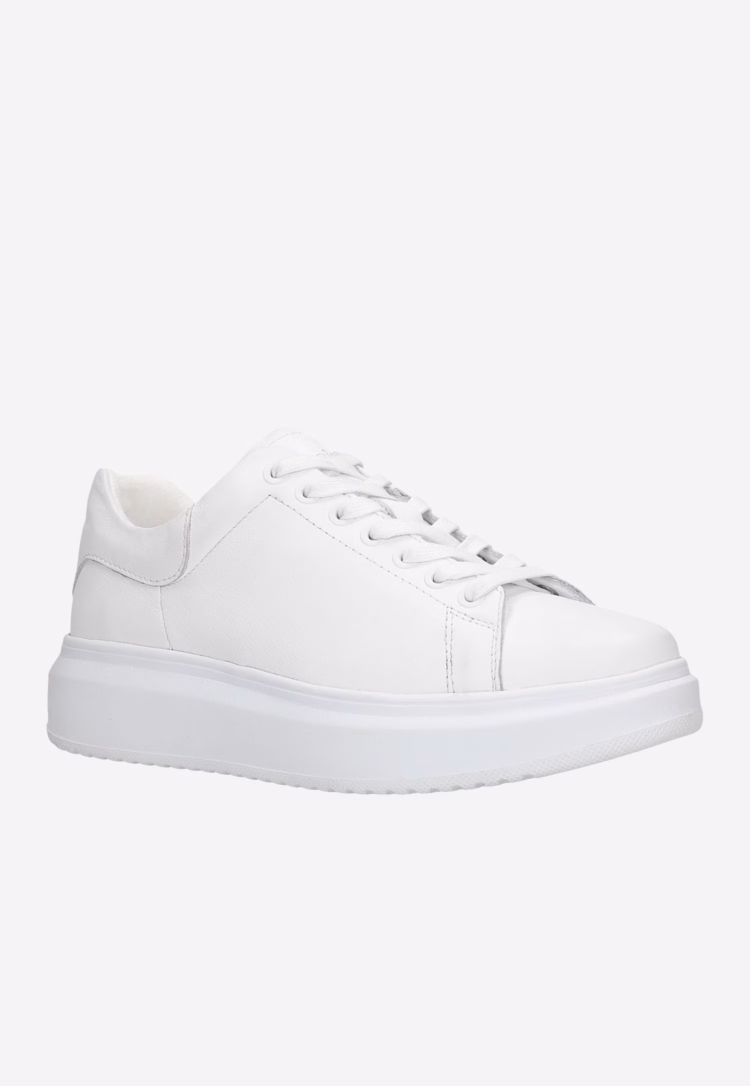 Klasyczne białe trampki damskie ze skóry licowej