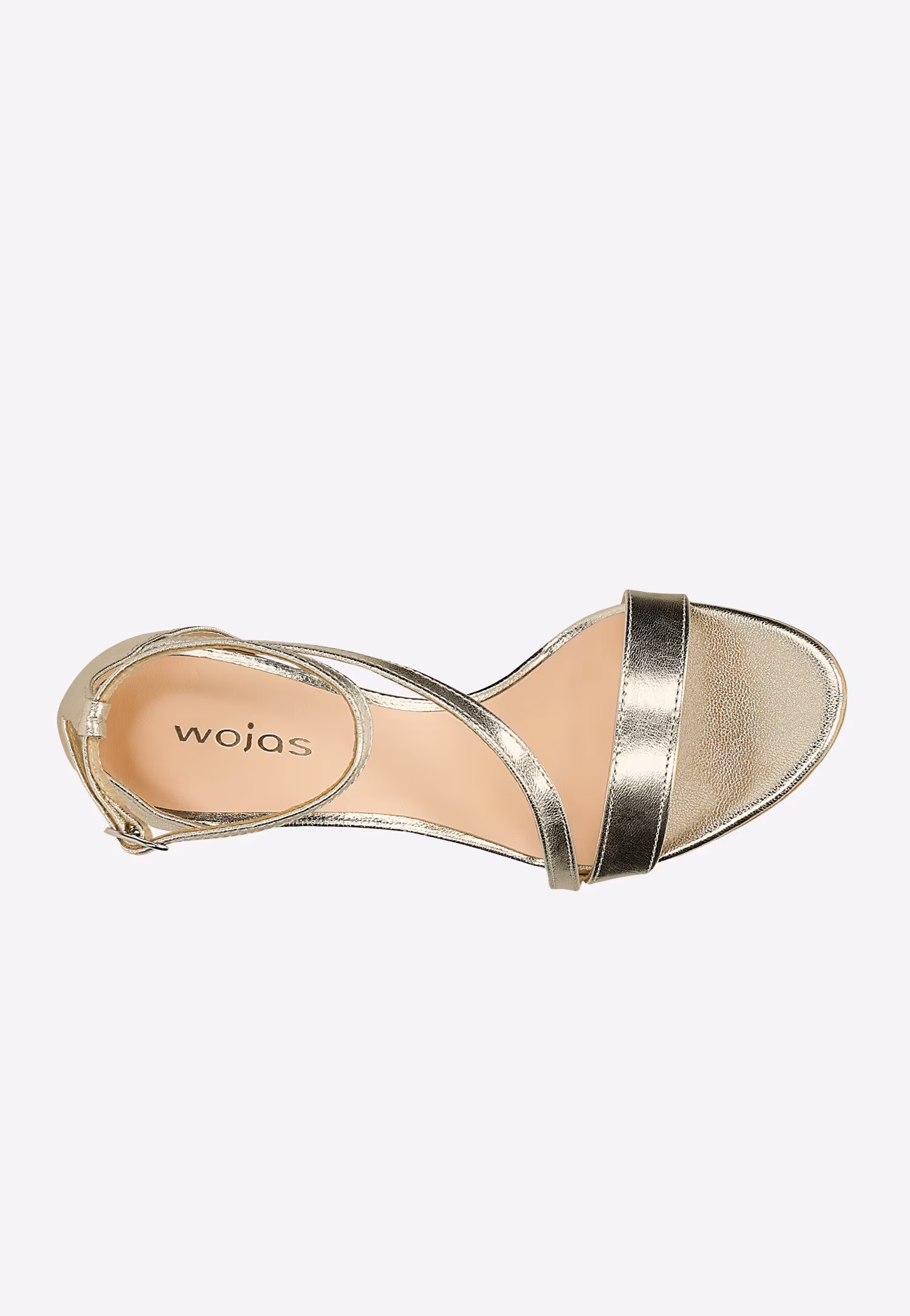 Eleganckie złote sandały na szpilce z ozdobnym paskiem