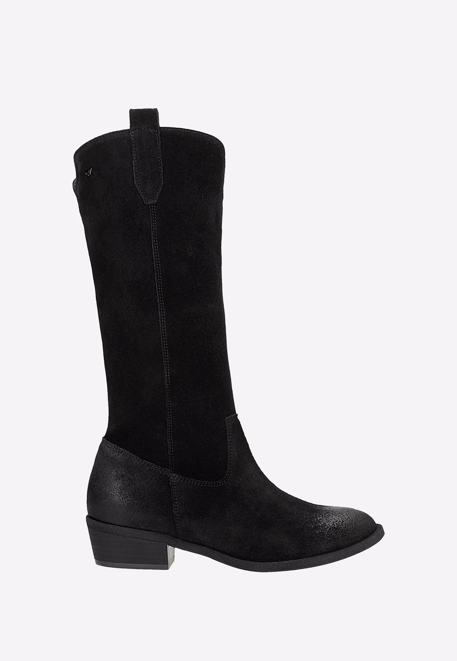 Czarne wysokie botki damskie z dwoiny welurowej