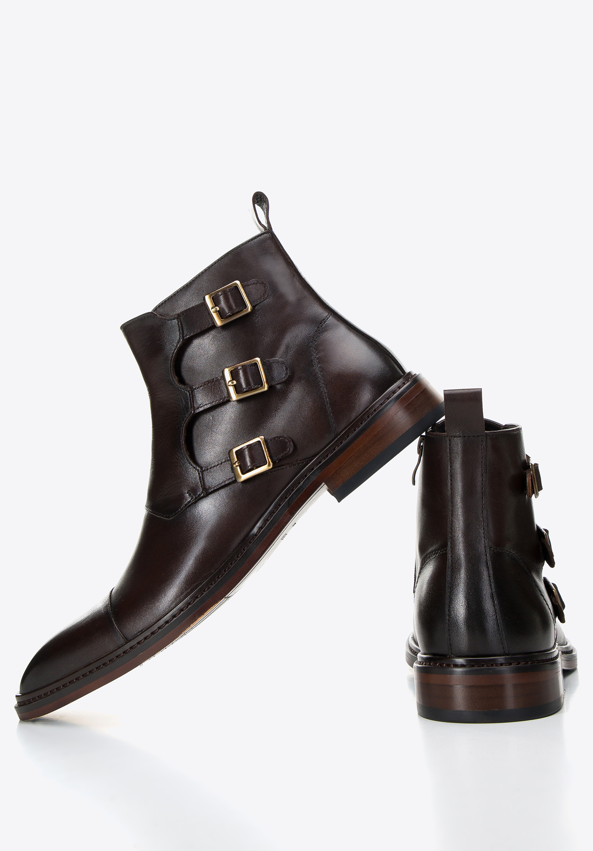 Męskie trzewiki skórzane z klamrami