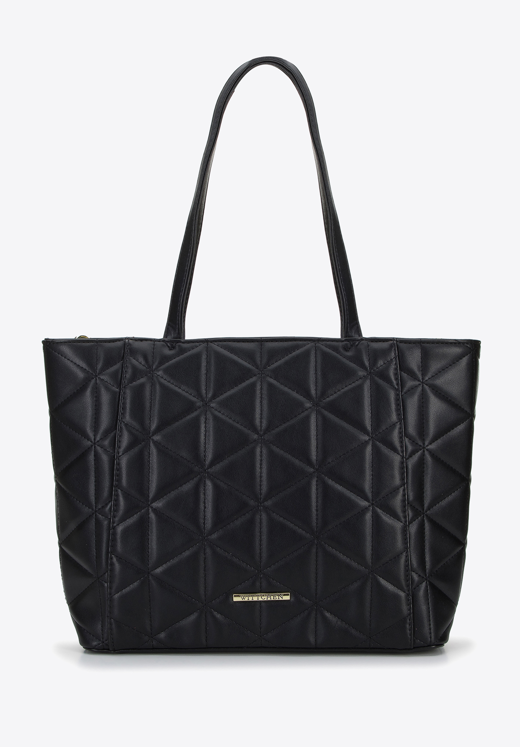 Torebka shopperka z ekoskóry pikowanej w trójkąty