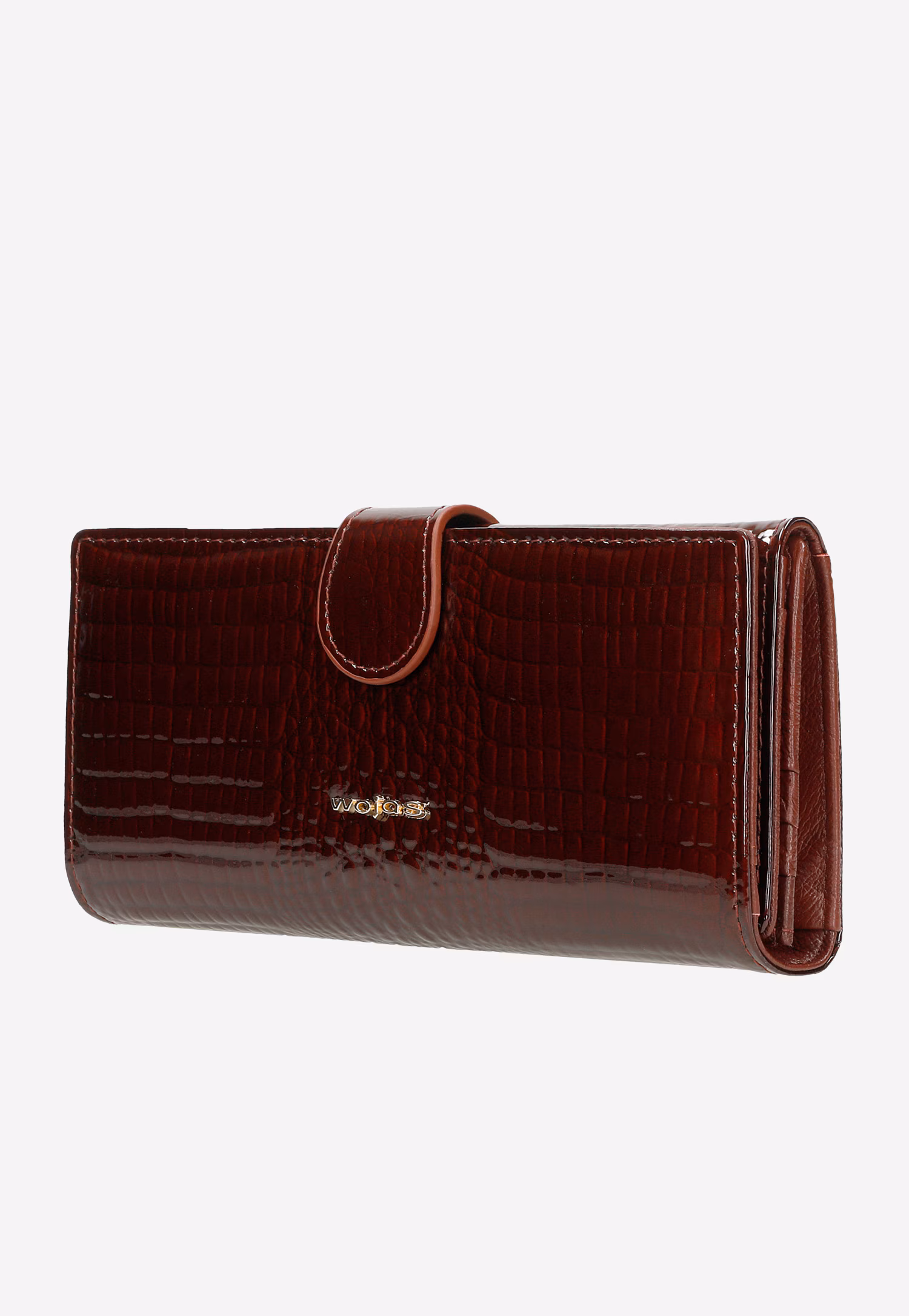 Duży lakierowany portfel damski w kolorze czarnym