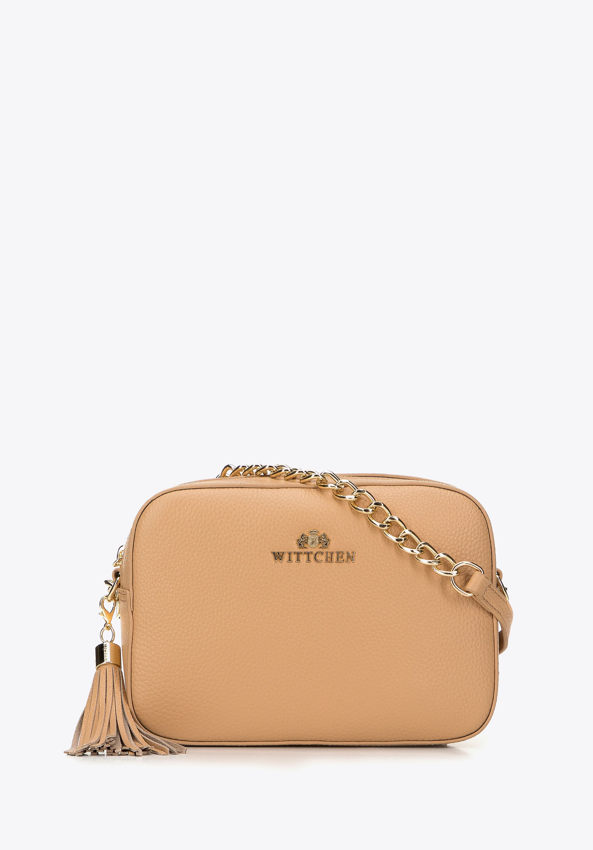 Damska listonoszka skórzana pudełkowa na łańcuszku