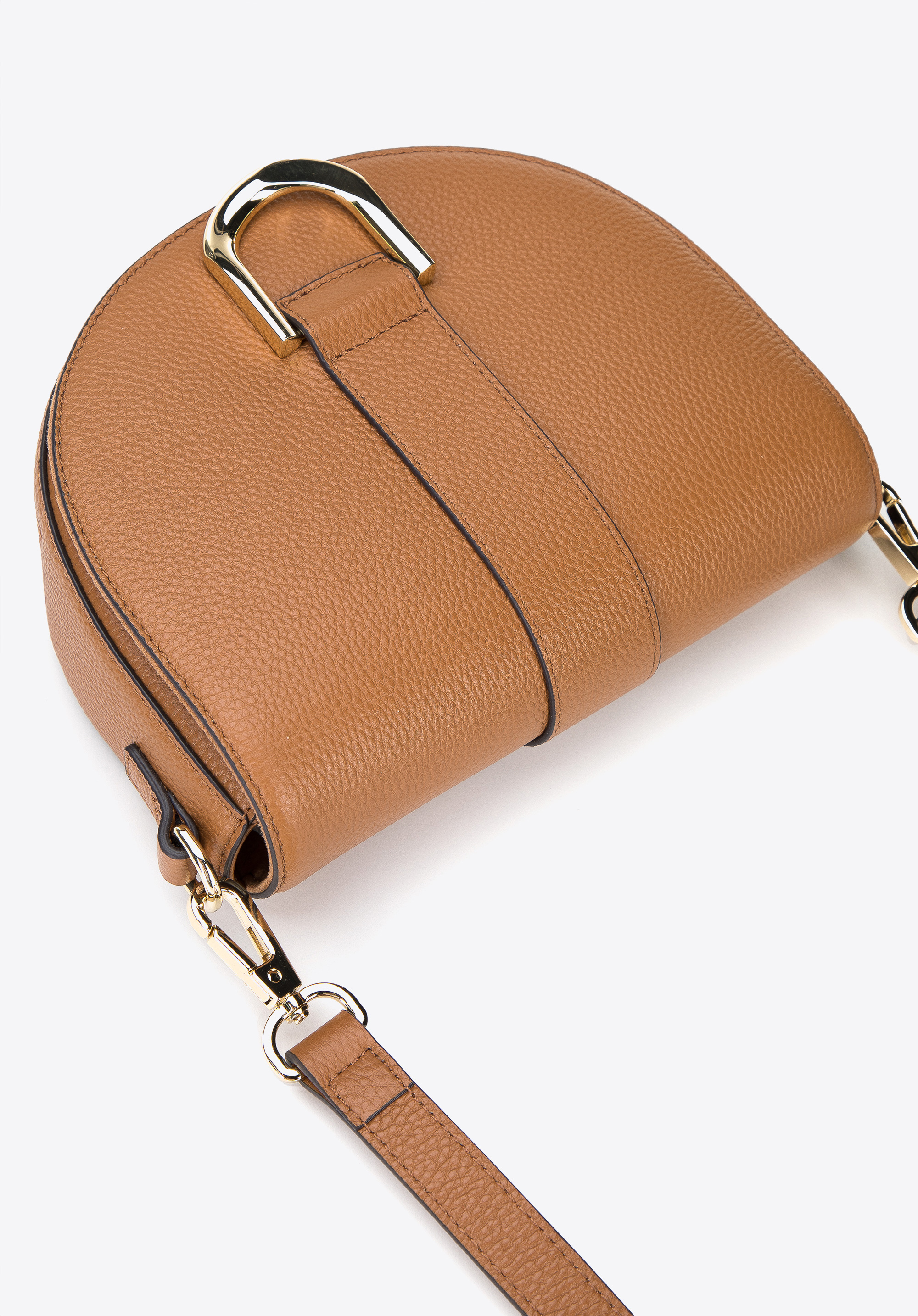 Damska listonoszka skórzana półokrągła z klamrą