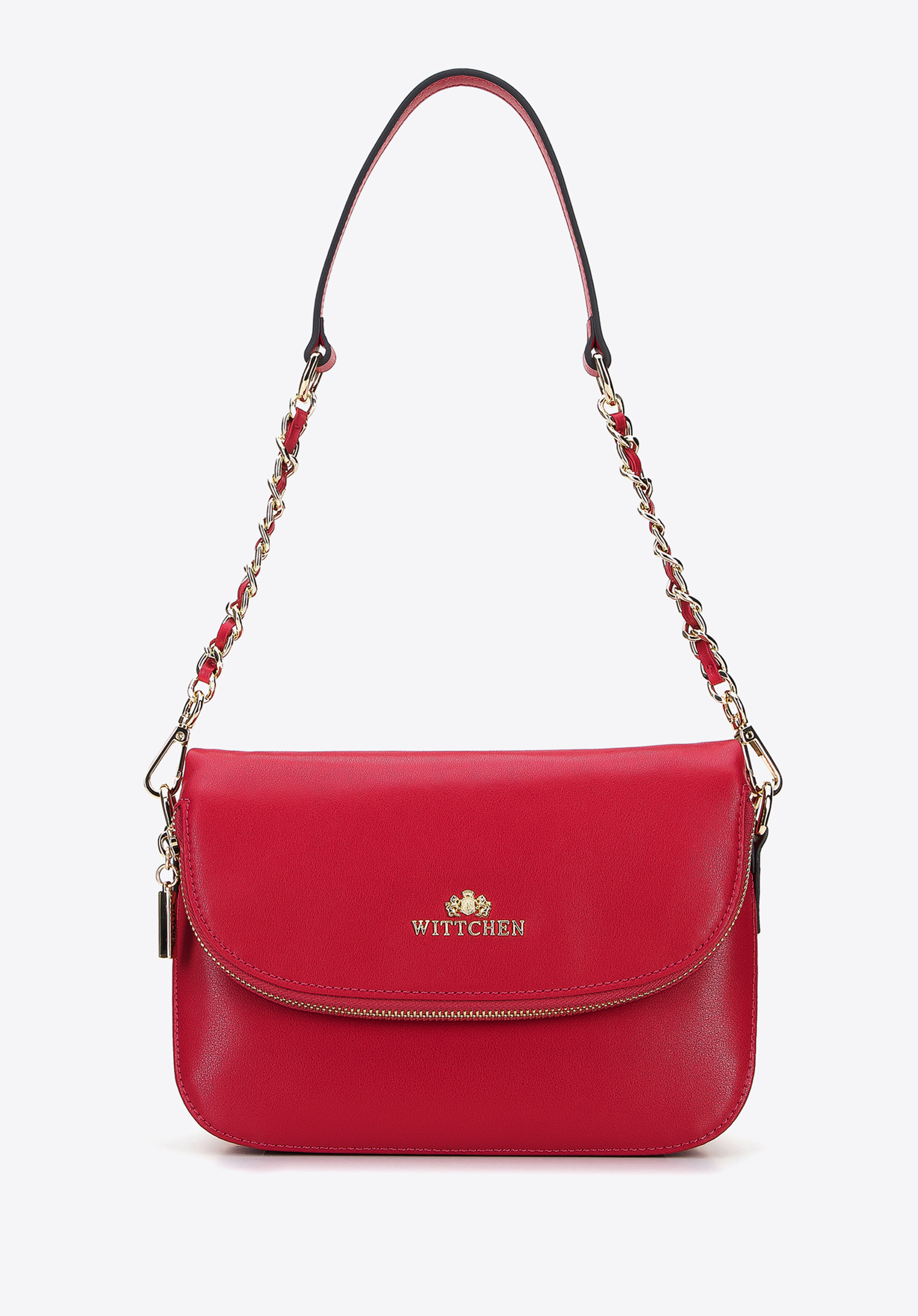 Damska listonoszka skórzana z kieszenią w klapie mała