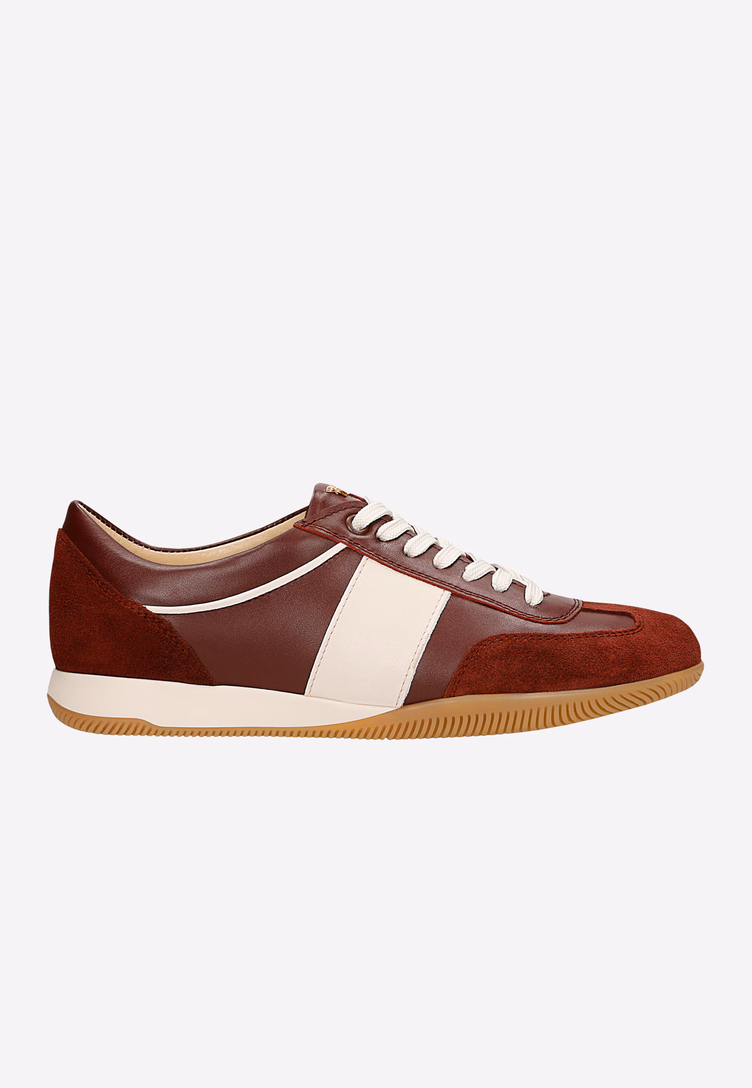 Bordowe trampki damskie z białymi wstawkami