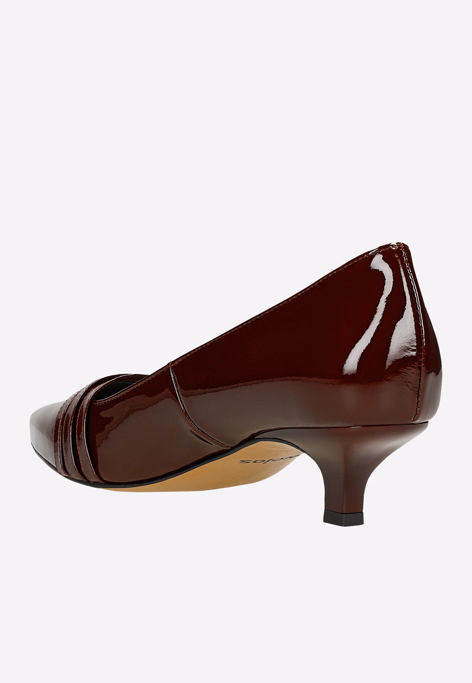 Bordowe lakierowane czółenka z ozdobnymi paskami