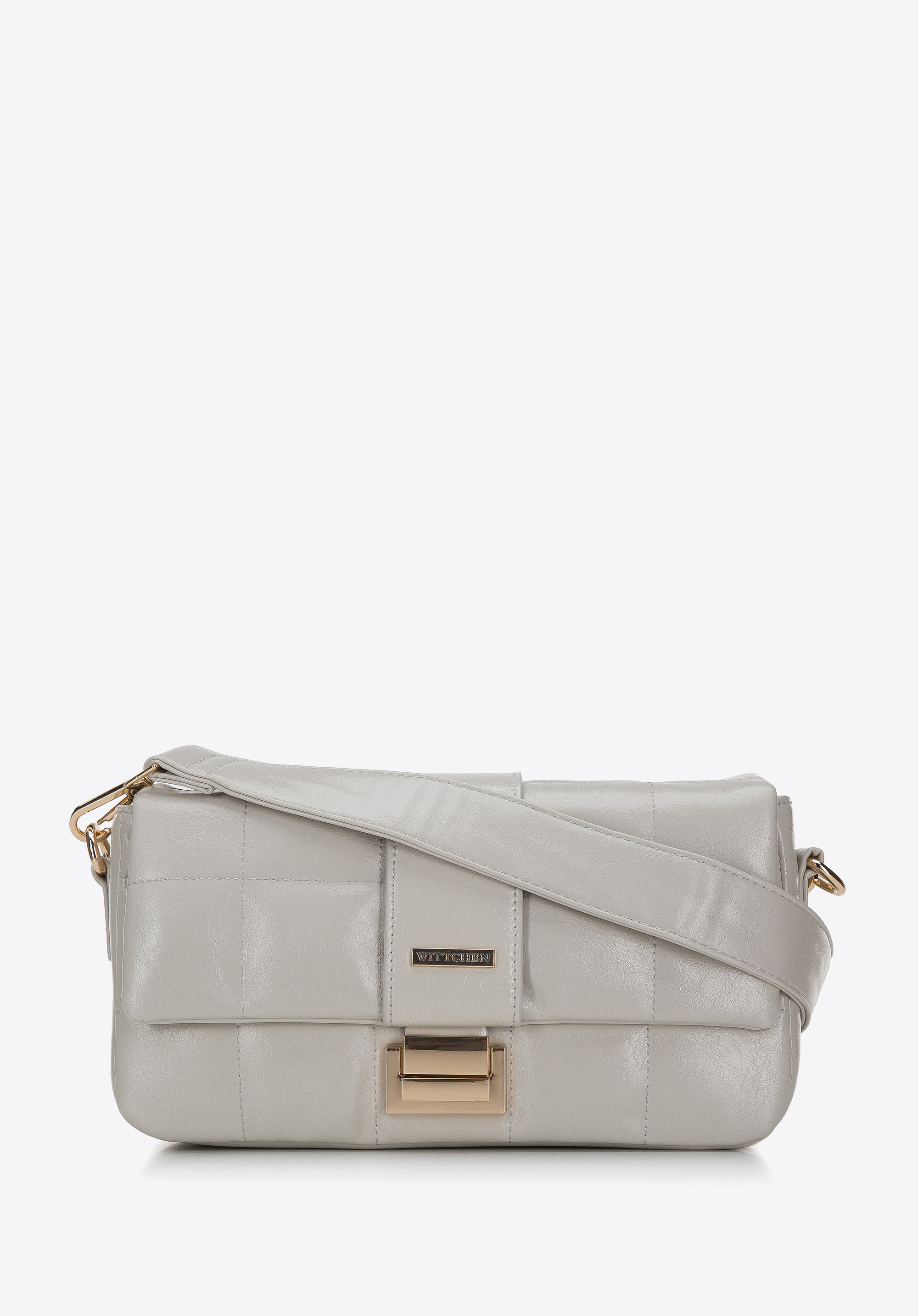 Damska torebka z błyszczącej pikowanej ekoskóry