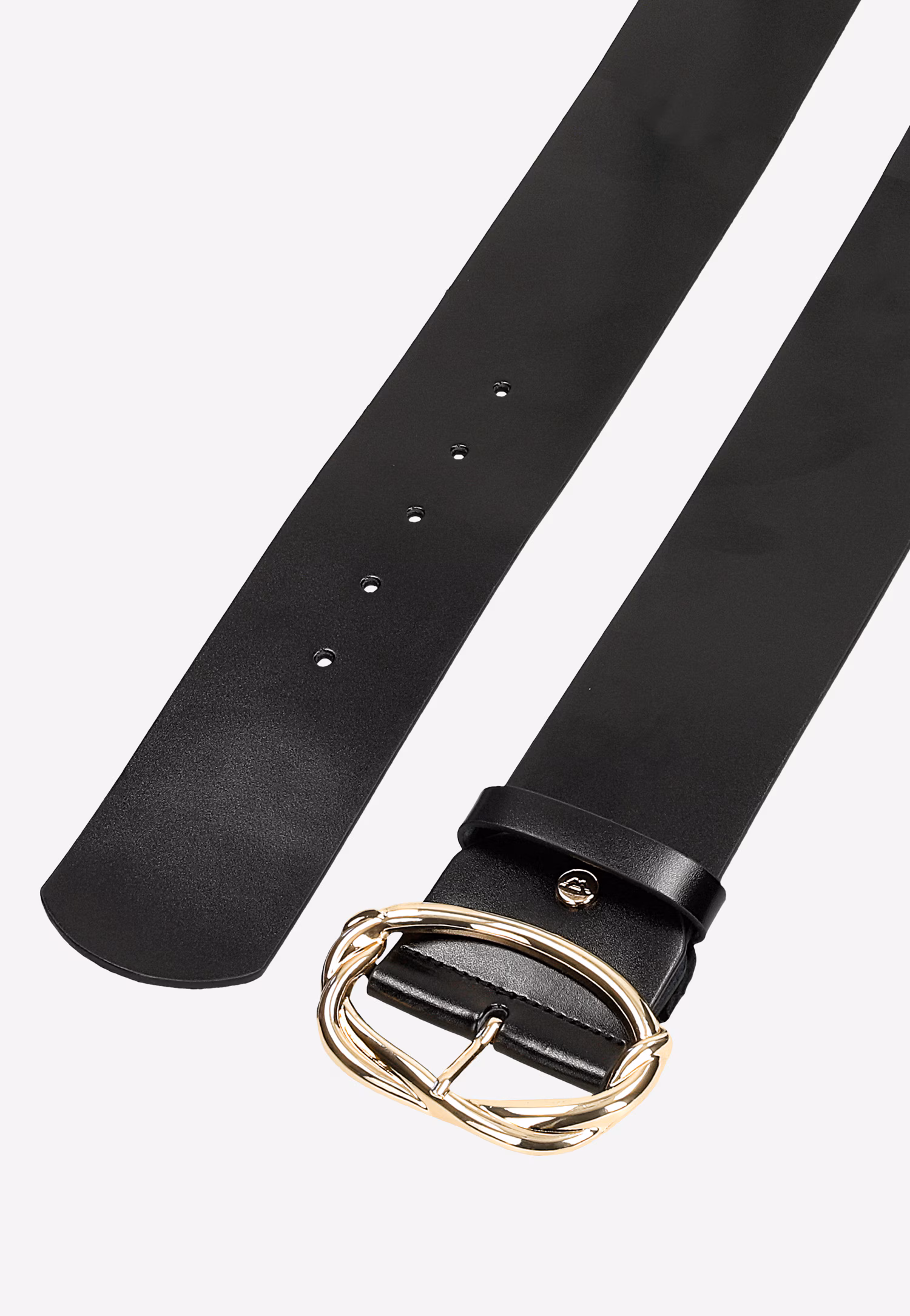 Czarny szeroki pasek damski ze skóry licowej