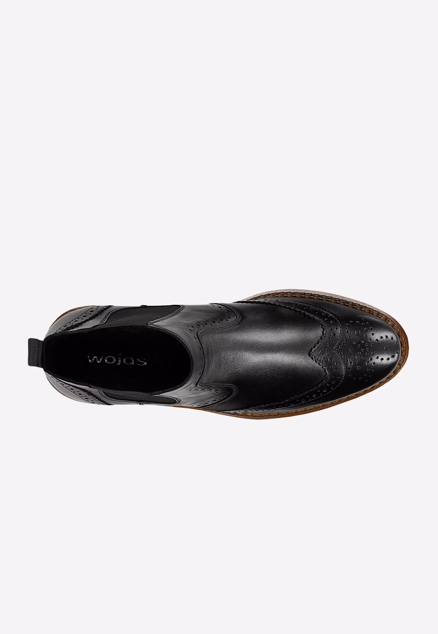 Brązowe skórzane botki męskie z ozdobnym brogowaniem