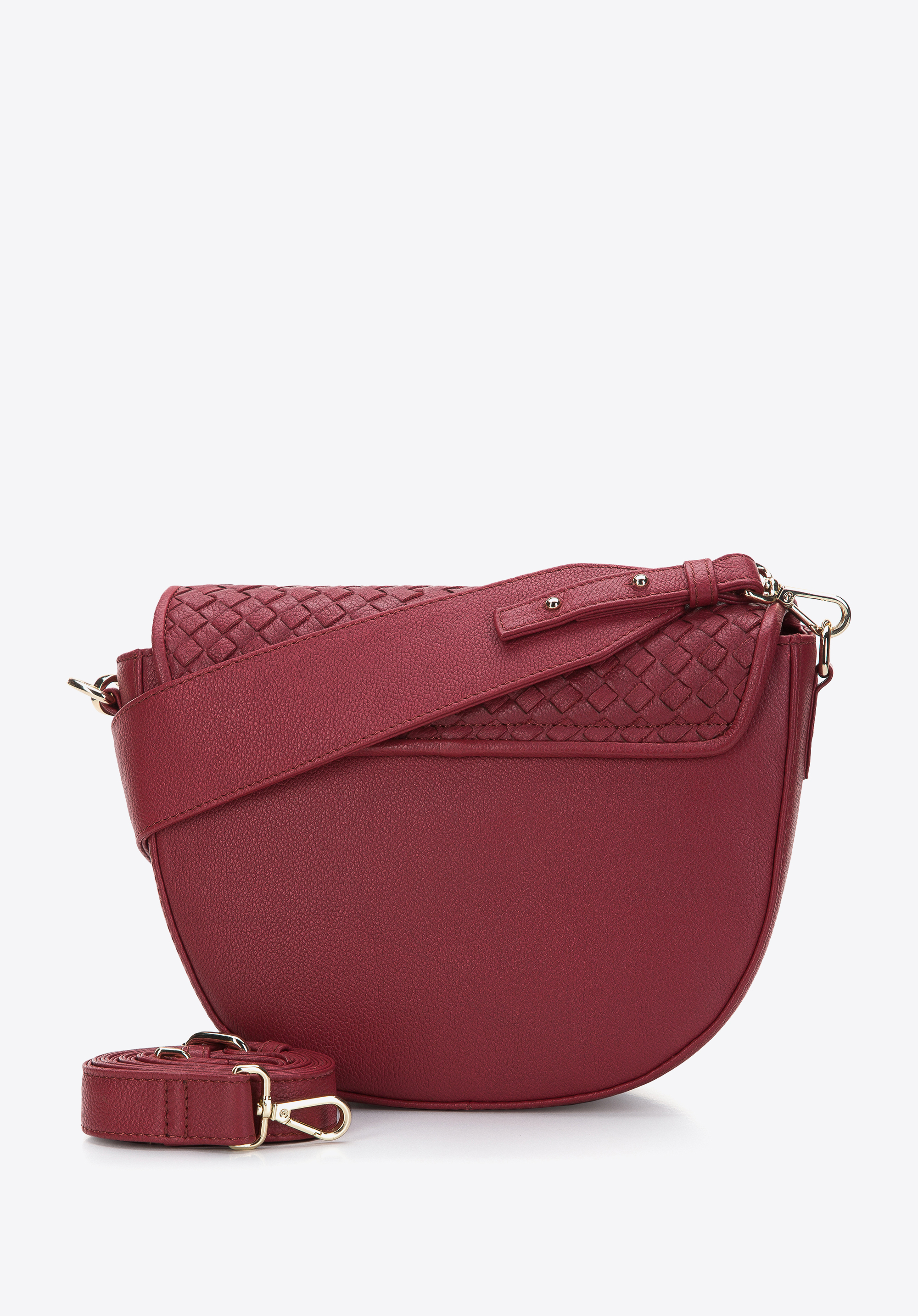 Damska listonoszka skórzana z plecionką na przodzie